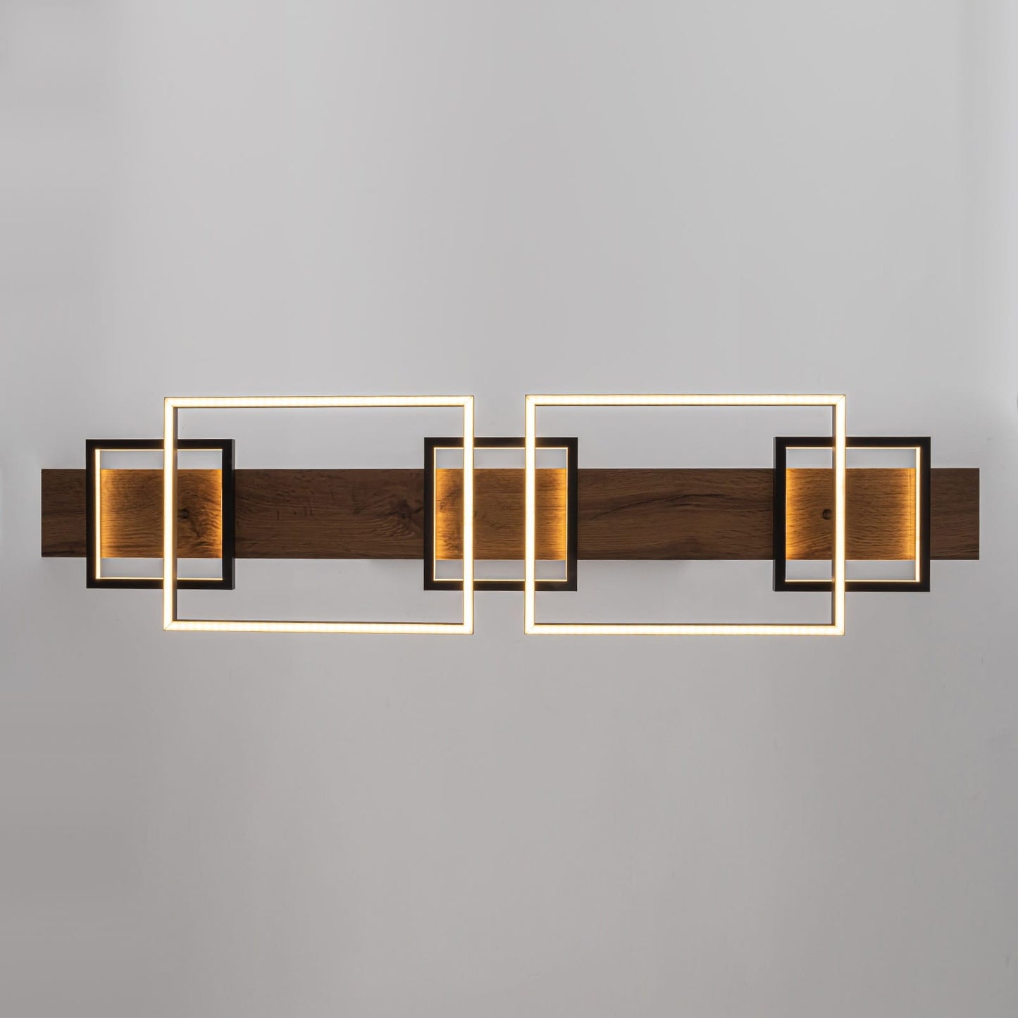 Suspension à LED intégrée en bois, linéaire, à 3 ou 5 lumières, pour îlot de cuisine.