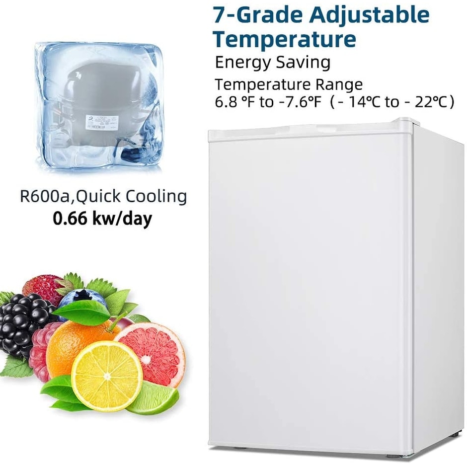 Congélateur vertical compact de 3,0 pieds cubes avec porte simple réversible