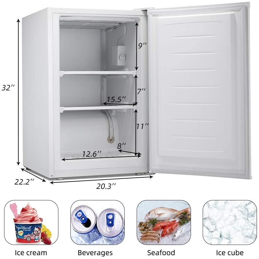 Congélateur vertical compact de 3,0 pieds cubes avec porte simple réversible