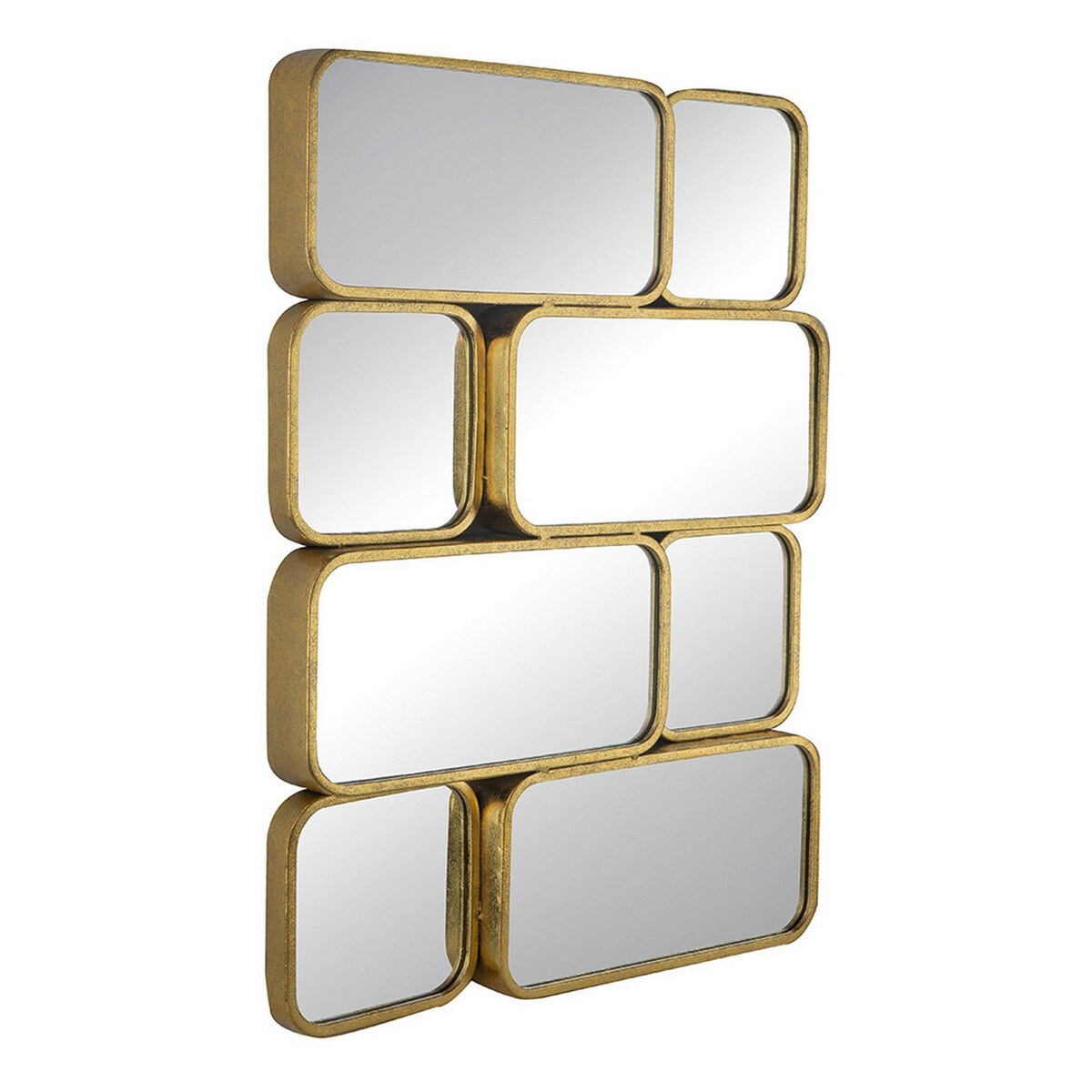 Miroir mural décoratif de luxe de 81 cm (32 pouces), avec 8 cadres incurvés en métal doré.