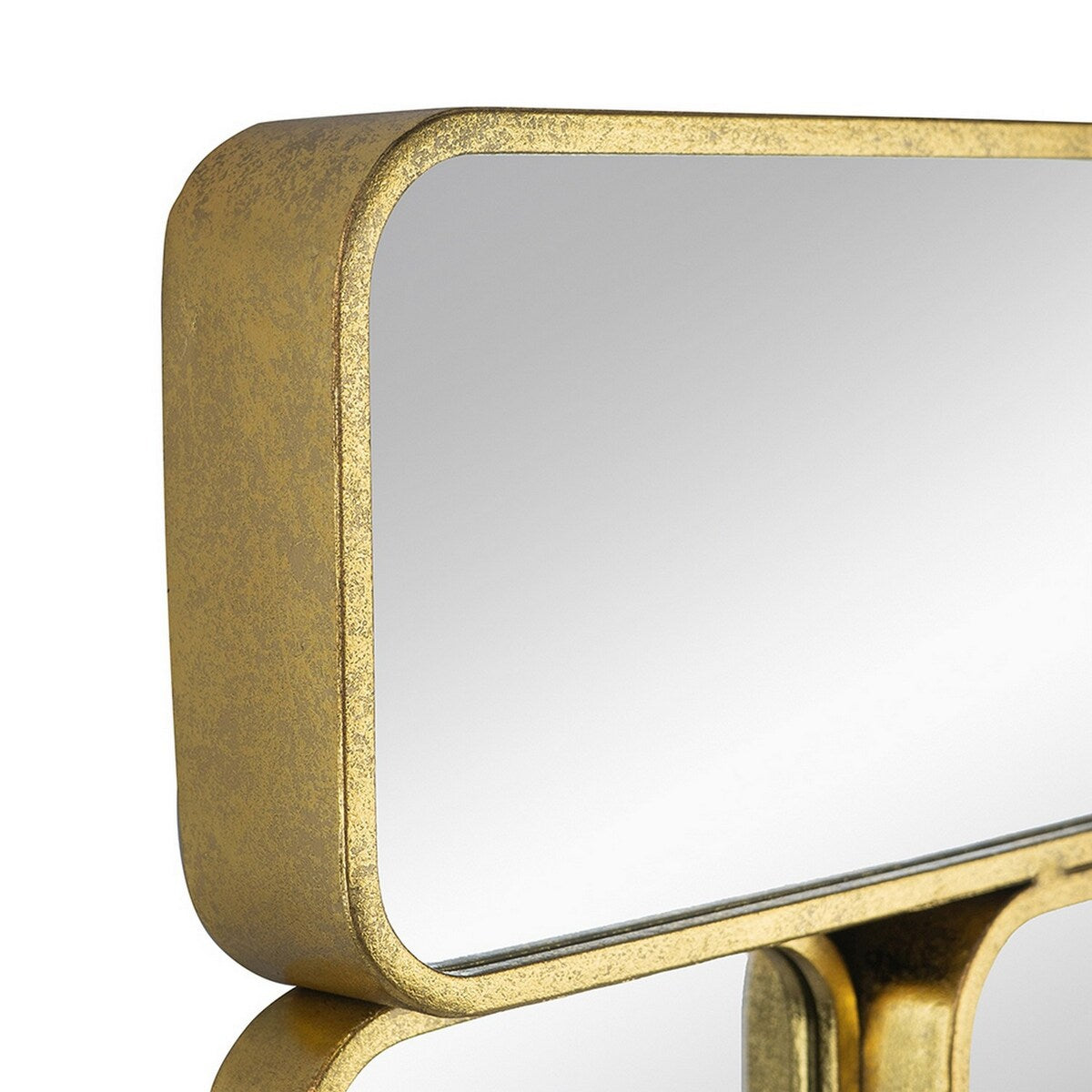 Miroir mural décoratif de luxe de 81 cm (32 pouces), avec 8 cadres incurvés en métal doré.