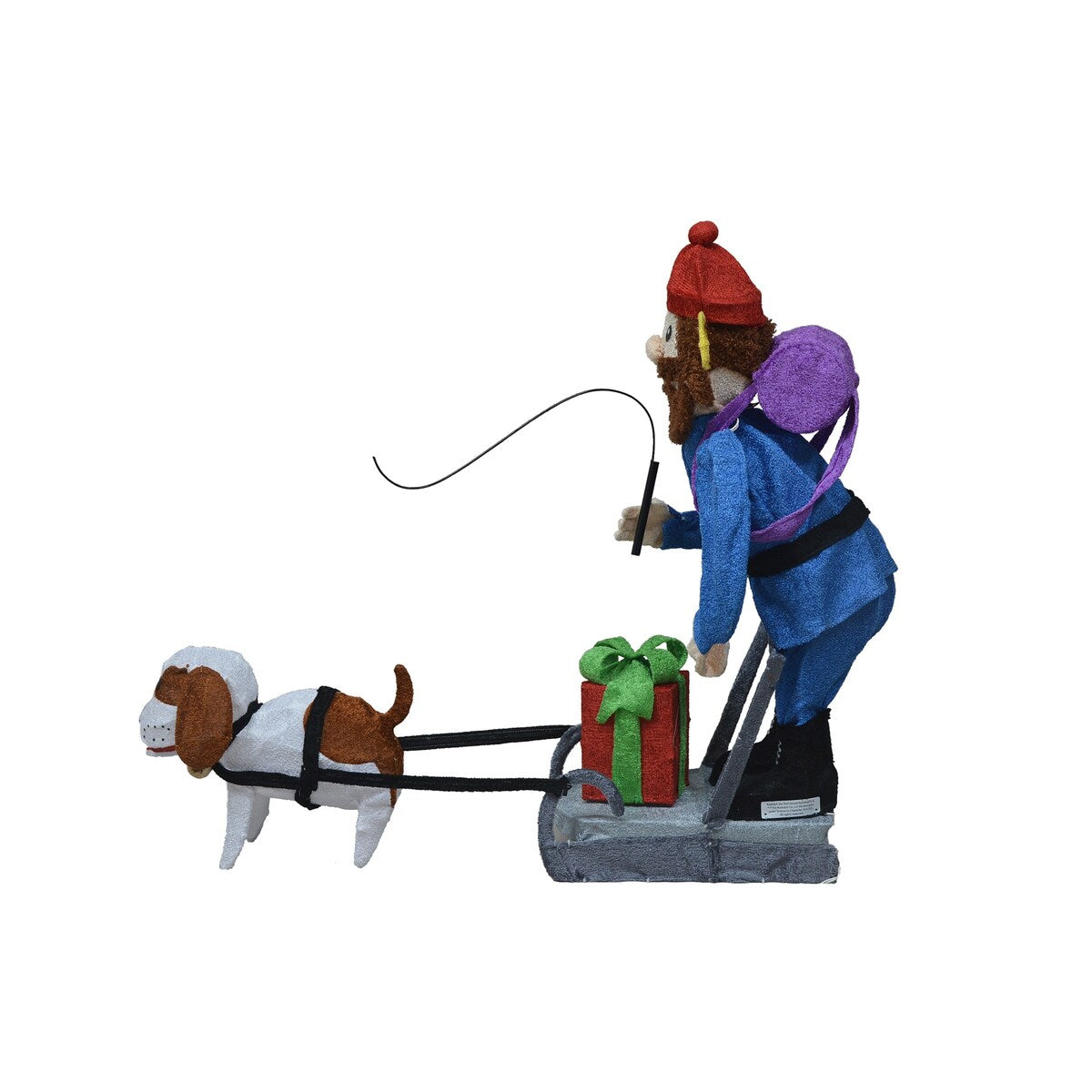 34 Rudolph Décoration de jardin LED 3D pré-éclairée, Yukon et chien debout