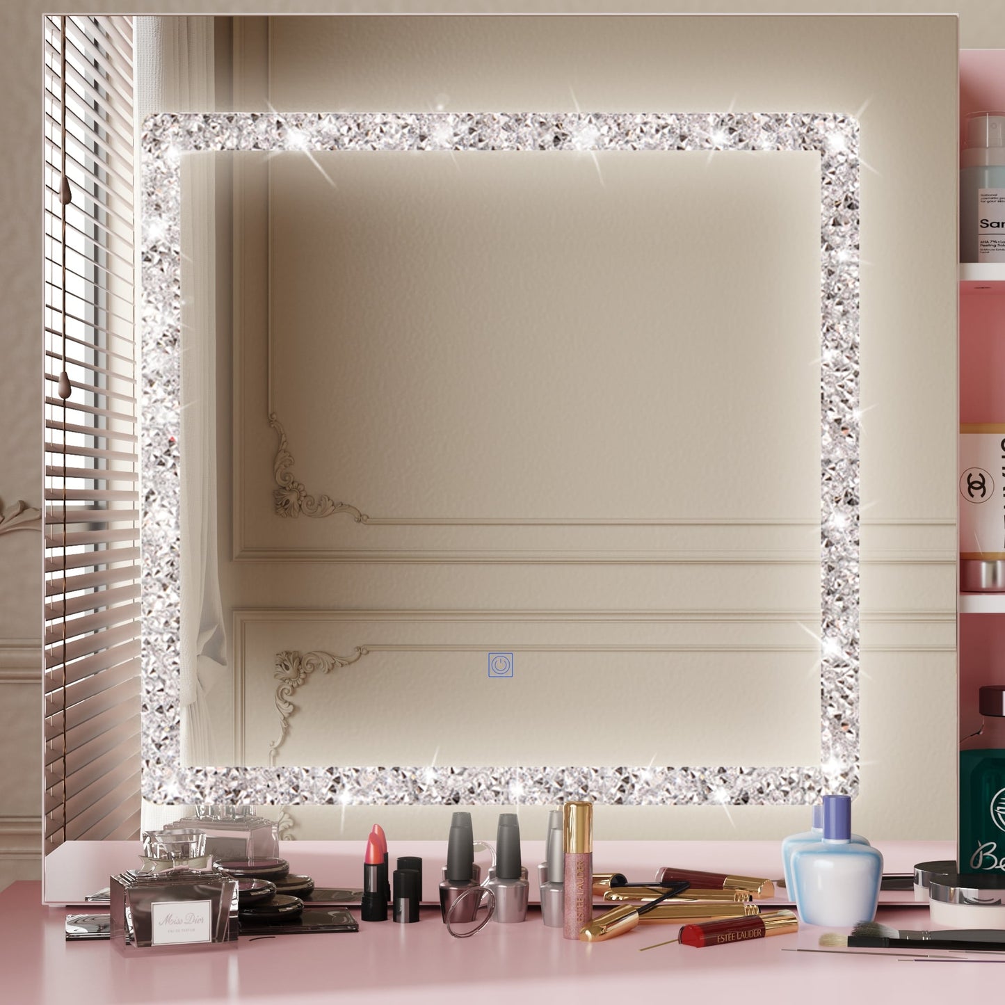 Ensemble de coiffeuse de maquillage de 99,5 cm de large avec tabouret et miroir