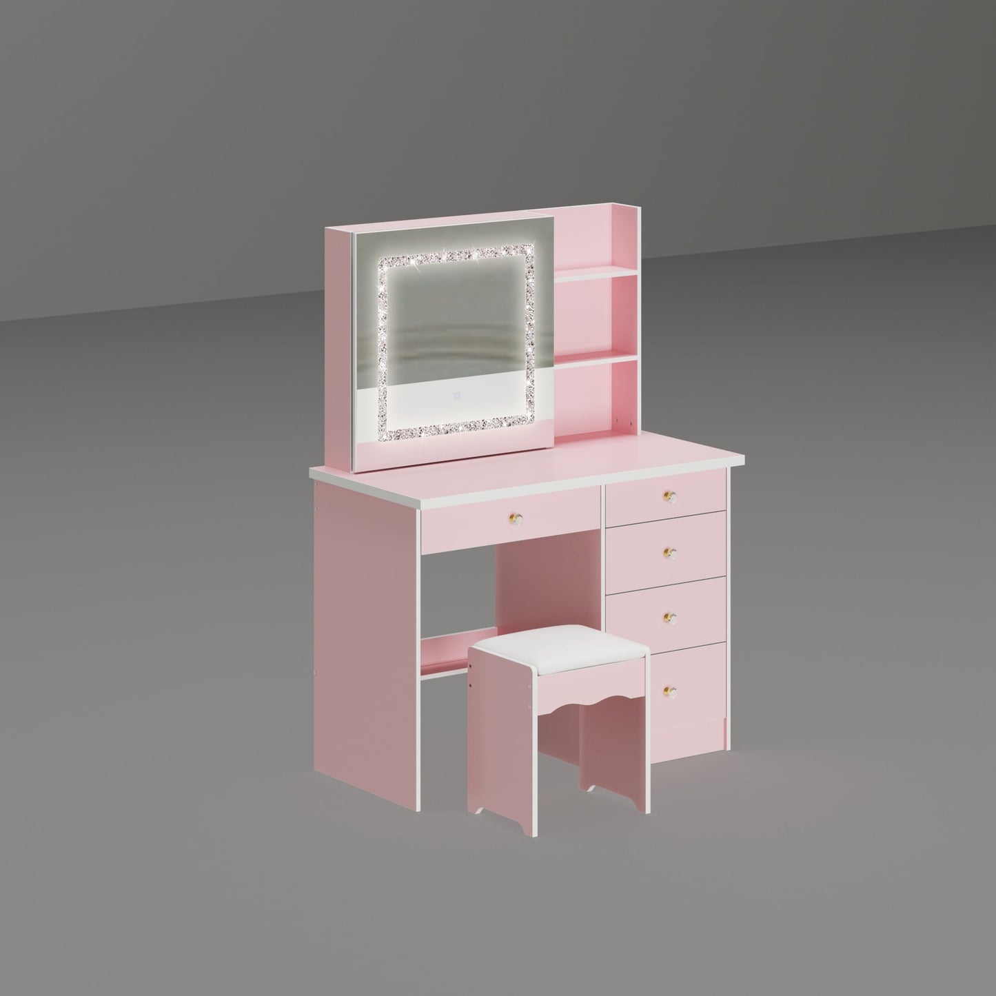 Ensemble de coiffeuse de maquillage de 99,5 cm de large avec tabouret et miroir