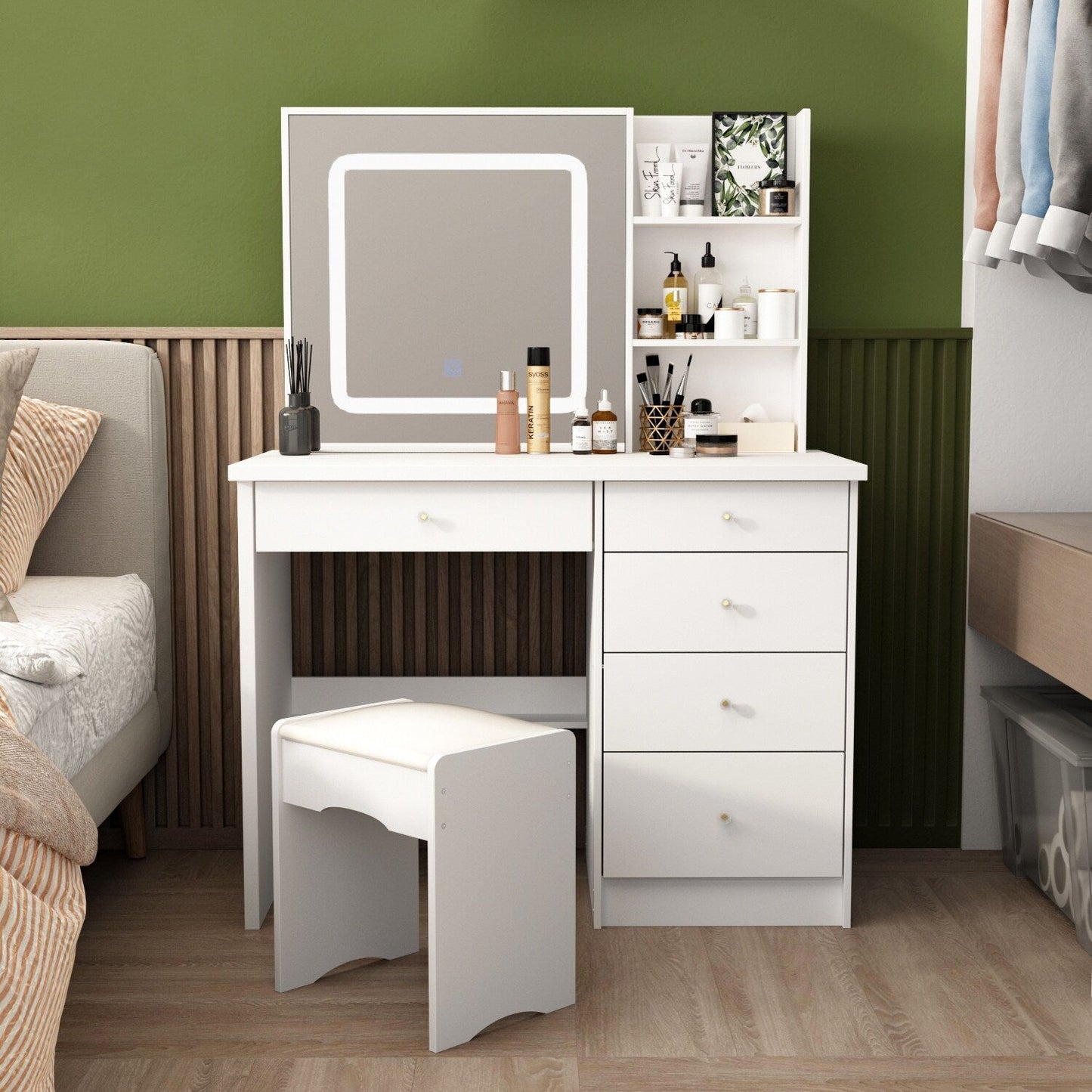 Ensemble coiffeuse et miroir avec tabouret, 99,5 cm de largeur