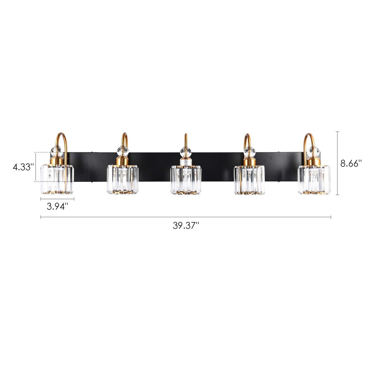 Chrome/ Noir/ Or Moderne Au-dessus du miroir Cristal Salle de bain Luminaires muraux pour salle de bain Lumières de vanité