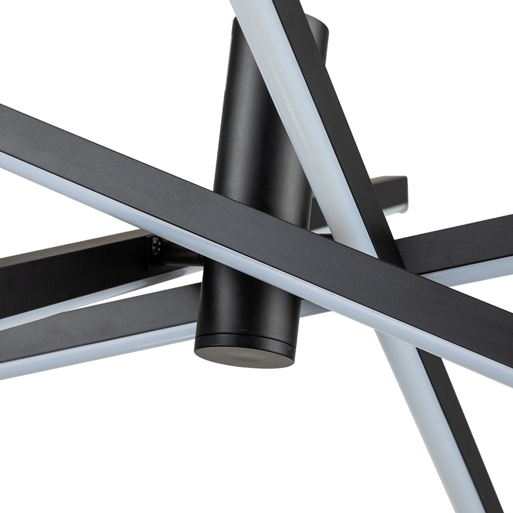 Luminaire suspendu linéaire en forme d'étoile de style moderne, en aluminium noir/or, avec LED, pour salon/salle à manger/cuisine.