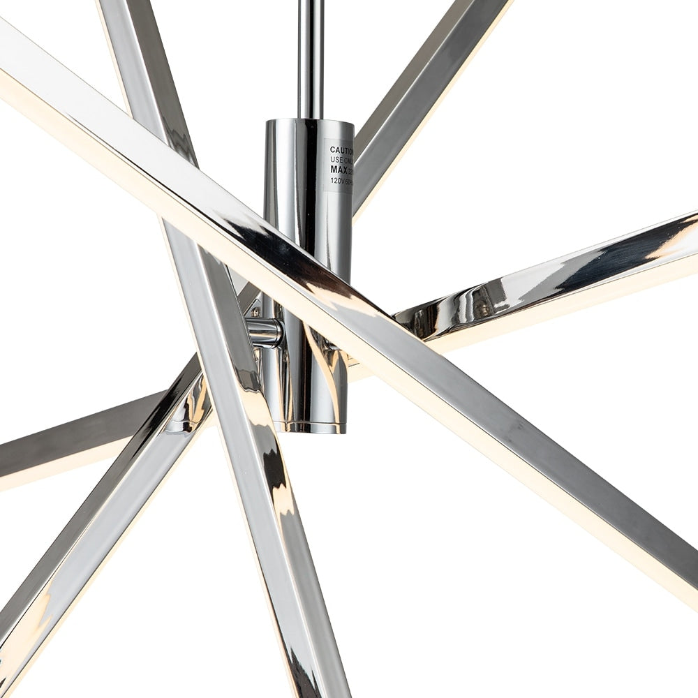 Luminaire suspendu linéaire en forme d'étoile de style moderne, en aluminium noir/or, avec LED, pour salon/salle à manger/cuisine.