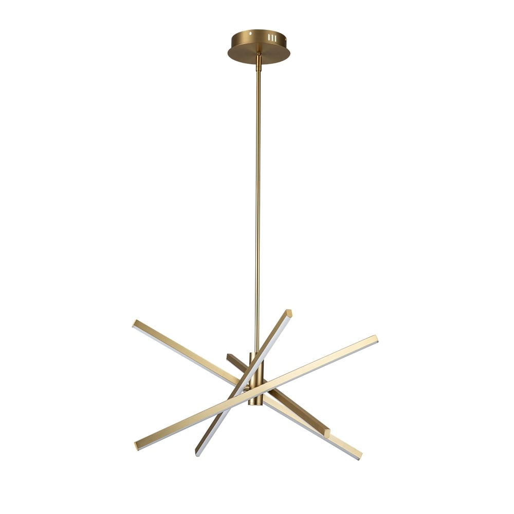 Luminaire suspendu linéaire en forme d'étoile de style moderne, en aluminium noir/or, avec LED, pour salon/salle à manger/cuisine.