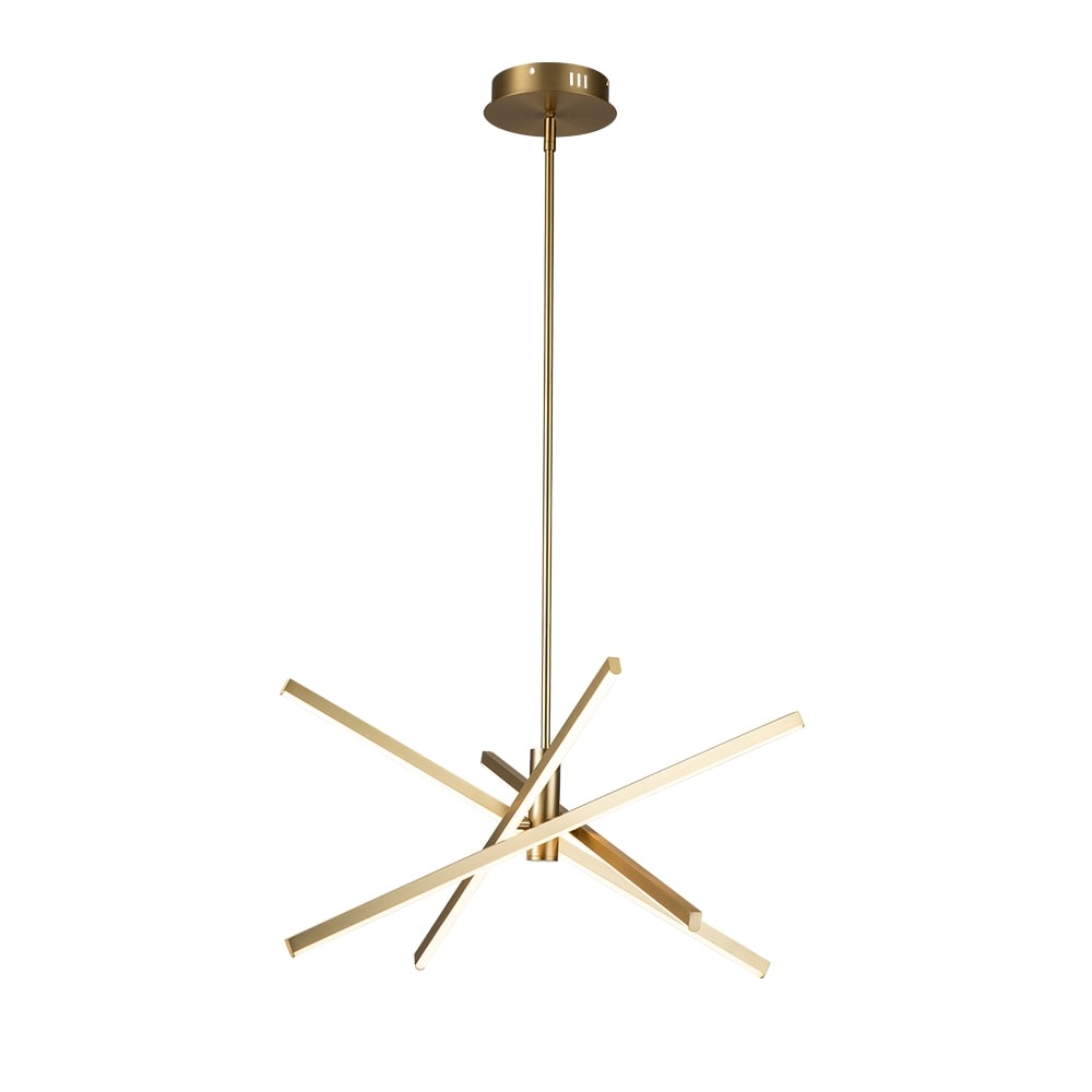 Luminaire suspendu linéaire en forme d'étoile de style moderne, en aluminium noir/or, avec LED, pour salon/salle à manger/cuisine.