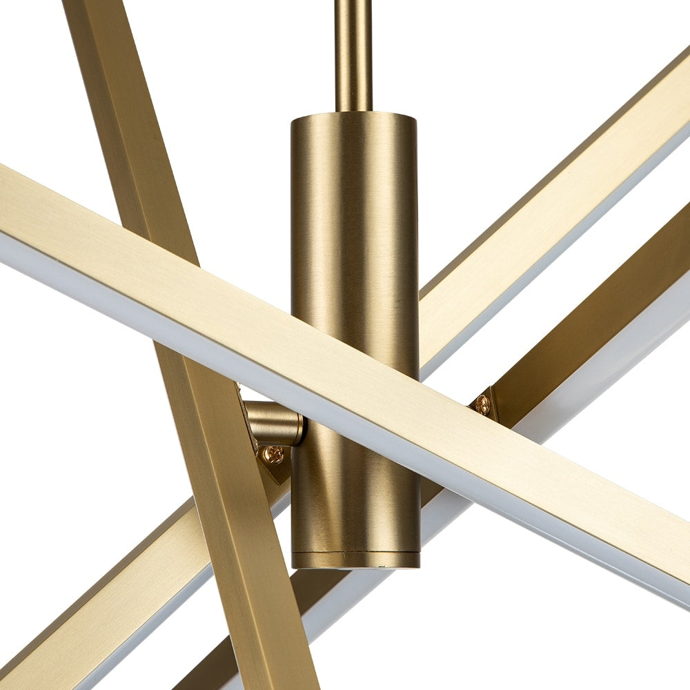 Luminaire suspendu linéaire en forme d'étoile de style moderne, en aluminium noir/or, avec LED, pour salon/salle à manger/cuisine.