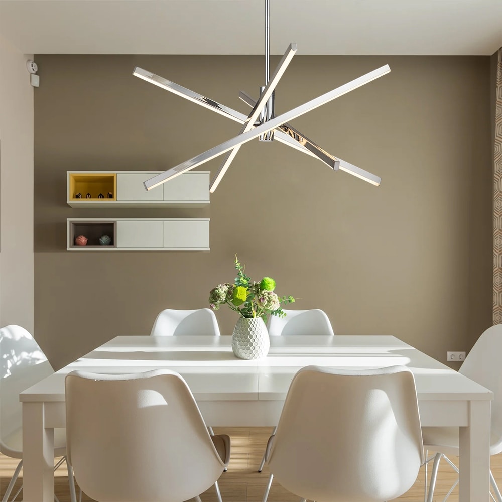 Luminaire suspendu linéaire en forme d'étoile de style moderne, en aluminium noir/or, avec LED, pour salon/salle à manger/cuisine.