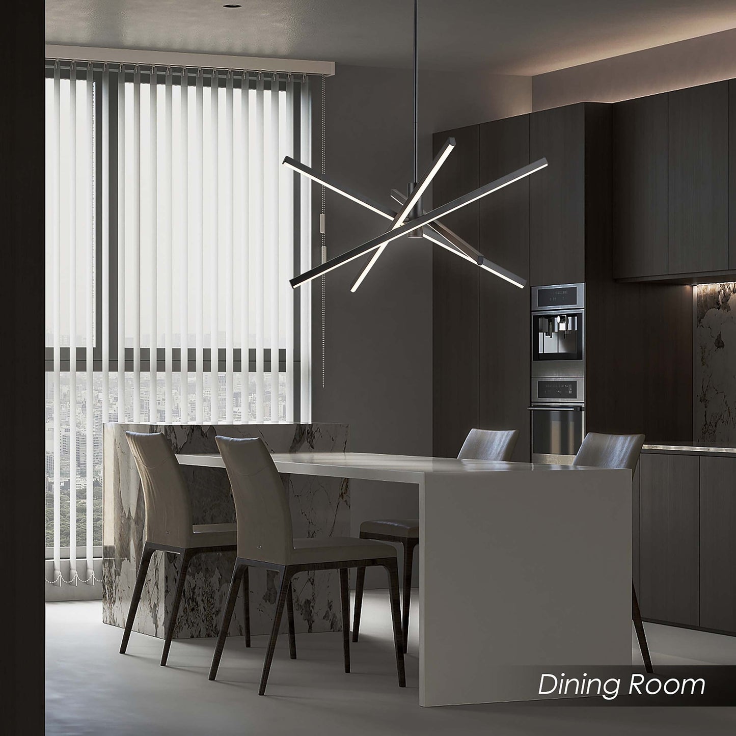 Luminaire suspendu linéaire en forme d'étoile de style moderne, en aluminium noir/or, avec LED, pour salon/salle à manger/cuisine.