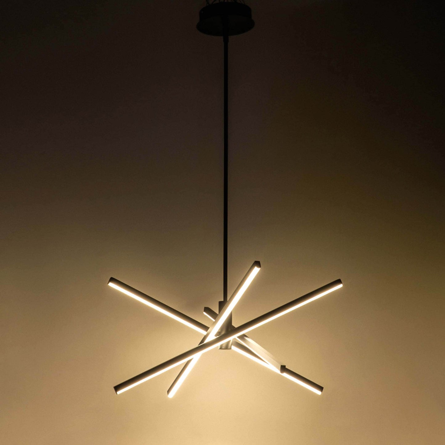 Luminaire suspendu linéaire en forme d'étoile de style moderne, en aluminium noir/or, avec LED, pour salon/salle à manger/cuisine.
