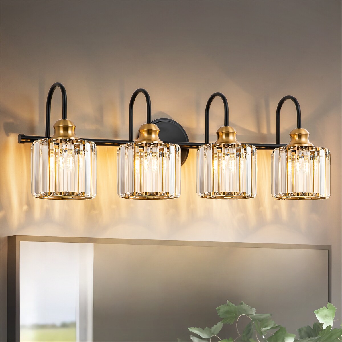 Chrome/ Noir/ Or Moderne Au-dessus du miroir Cristal Salle de bain Luminaires muraux pour salle de bain Lumières de vanité