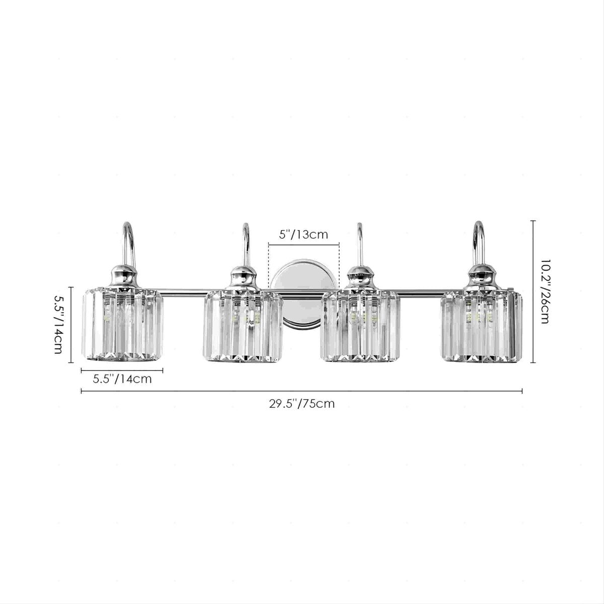 Chrome/ Noir/ Or Moderne Au-dessus du miroir Cristal Salle de bain Luminaires muraux pour salle de bain Lumières de vanité