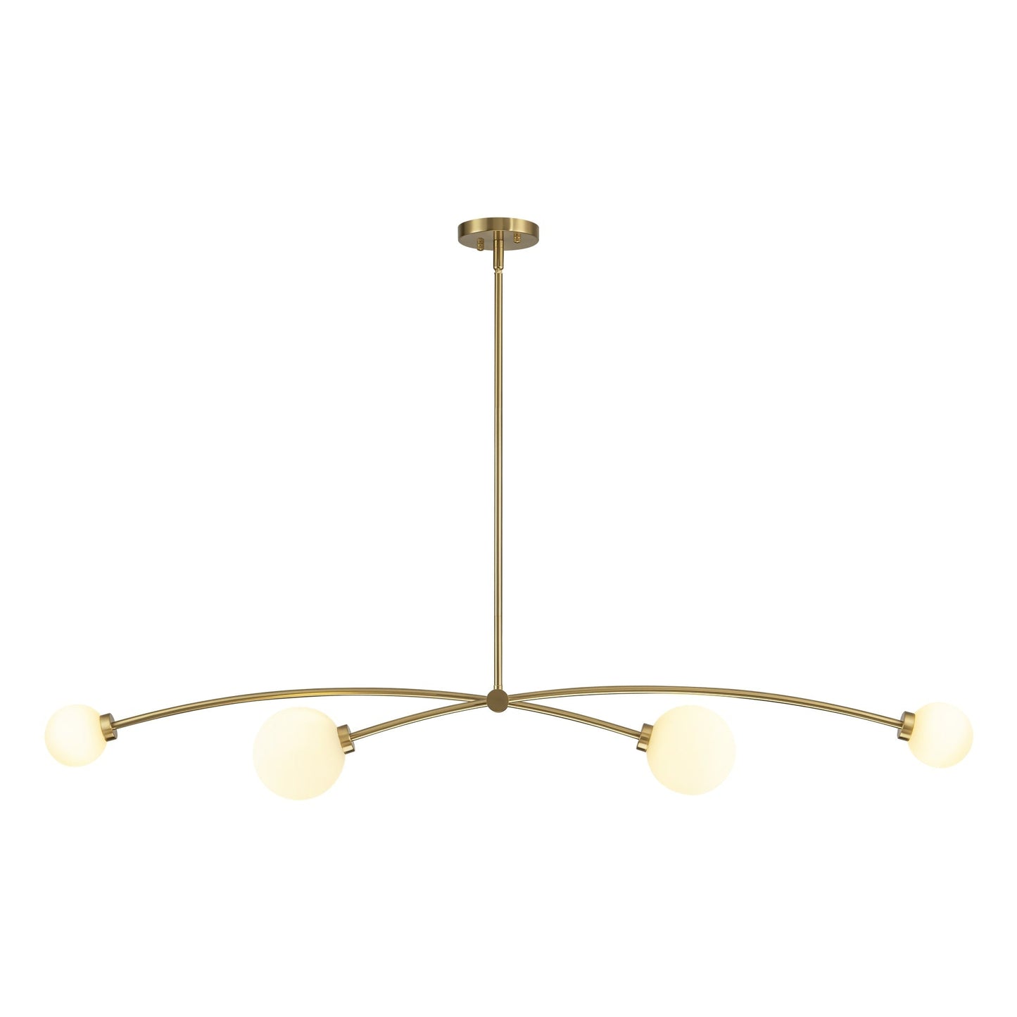 Suspension moderne linéaire à 4 lumières, style Sputnik, couleur or, pour îlot de cuisine/salle à manger - 130,5 cm L x 28 cm P x 15 cm H