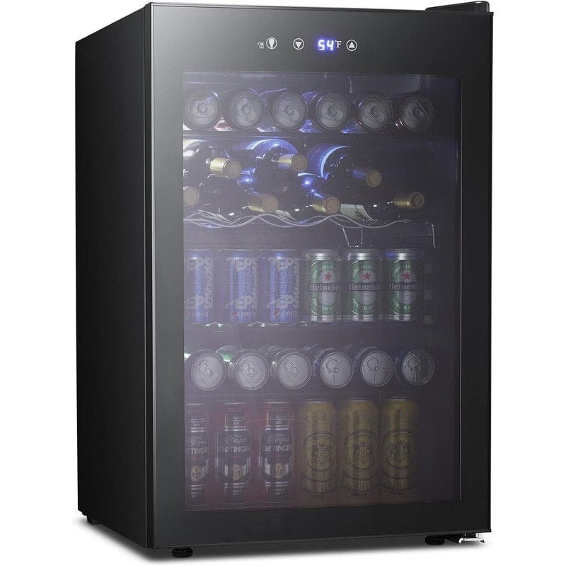 Cave à vin de 4,4 pi3 avec lumières LED et boutons tactiles, étagères amovibles, moins de 38 dB