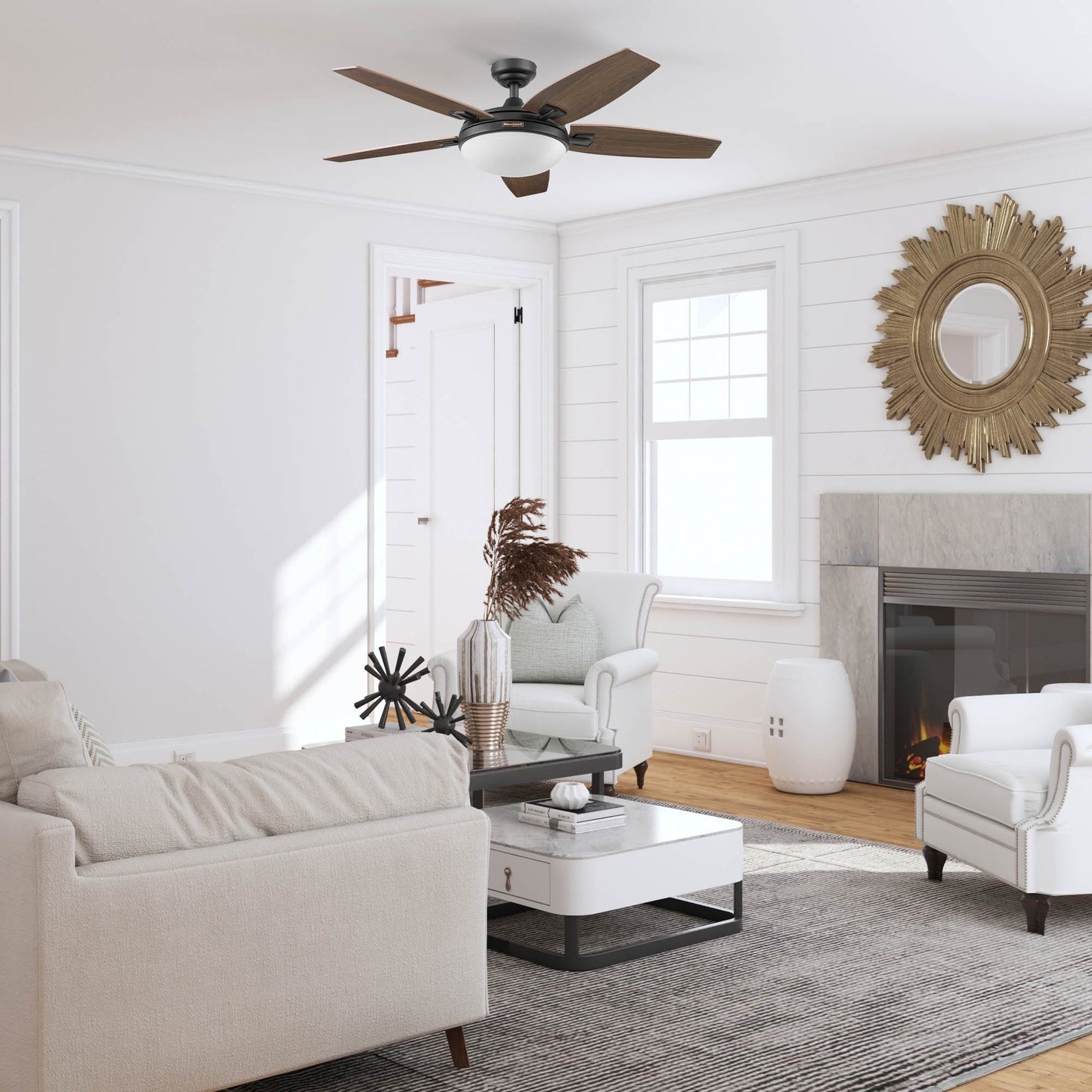 Ventilateur de plafond Honeywell Carmel 48 pouces avec éclairage intégré et télécommande