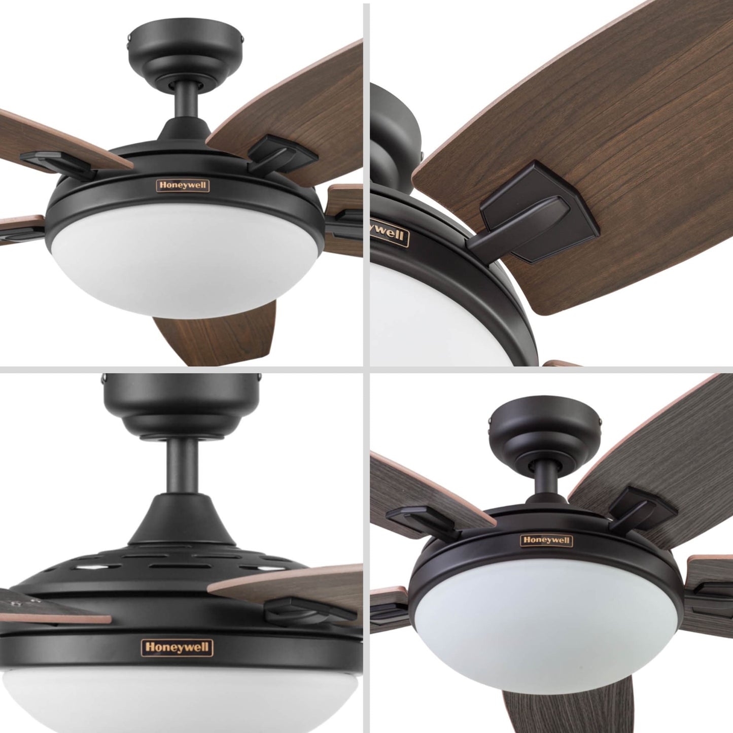 Ventilateur de plafond Honeywell Carmel 48 pouces avec éclairage intégré et télécommande