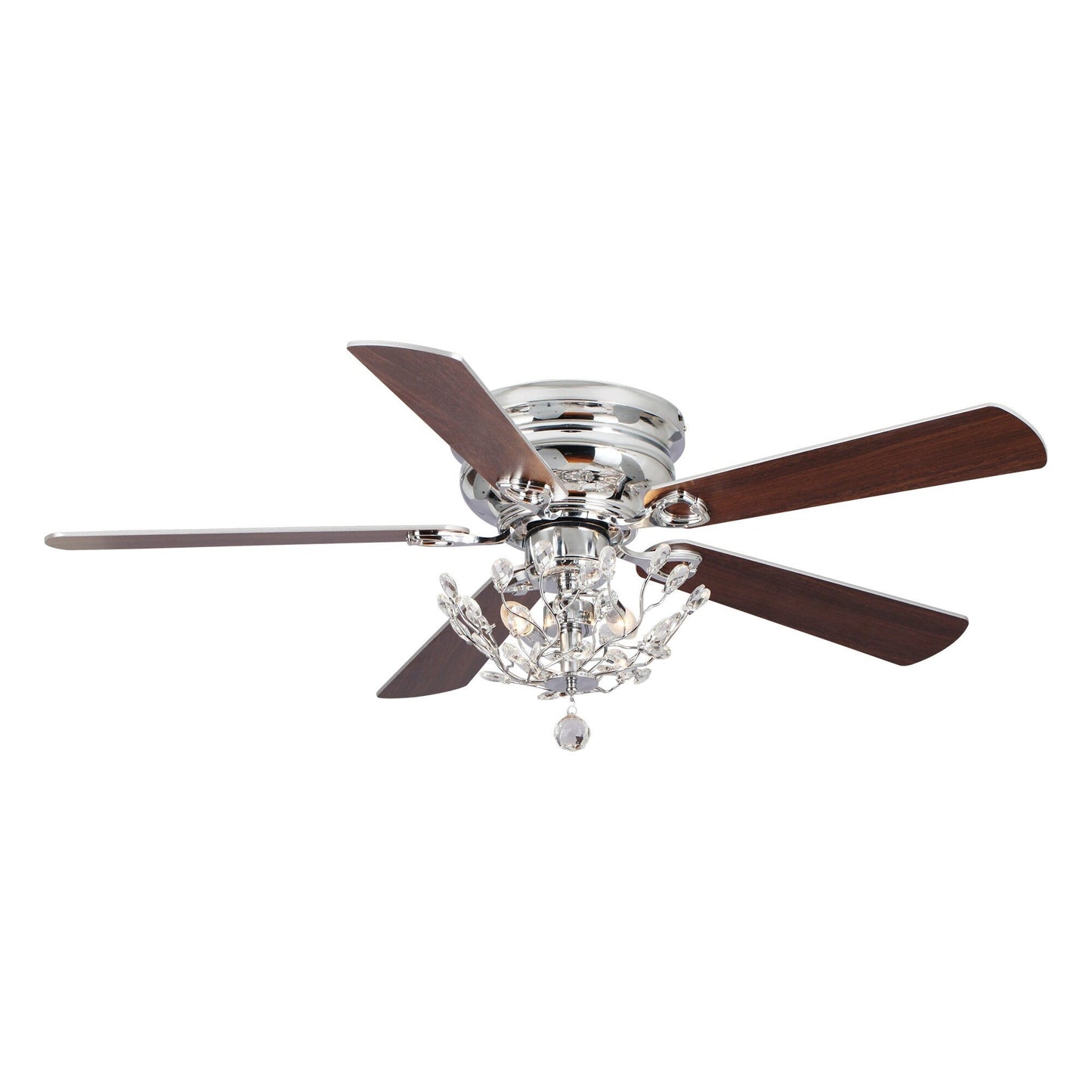 Ventilateur de plafond moderne à 5 pales réversibles de 48 pouces, avec fixation au plafond, en cristal et télécommande.