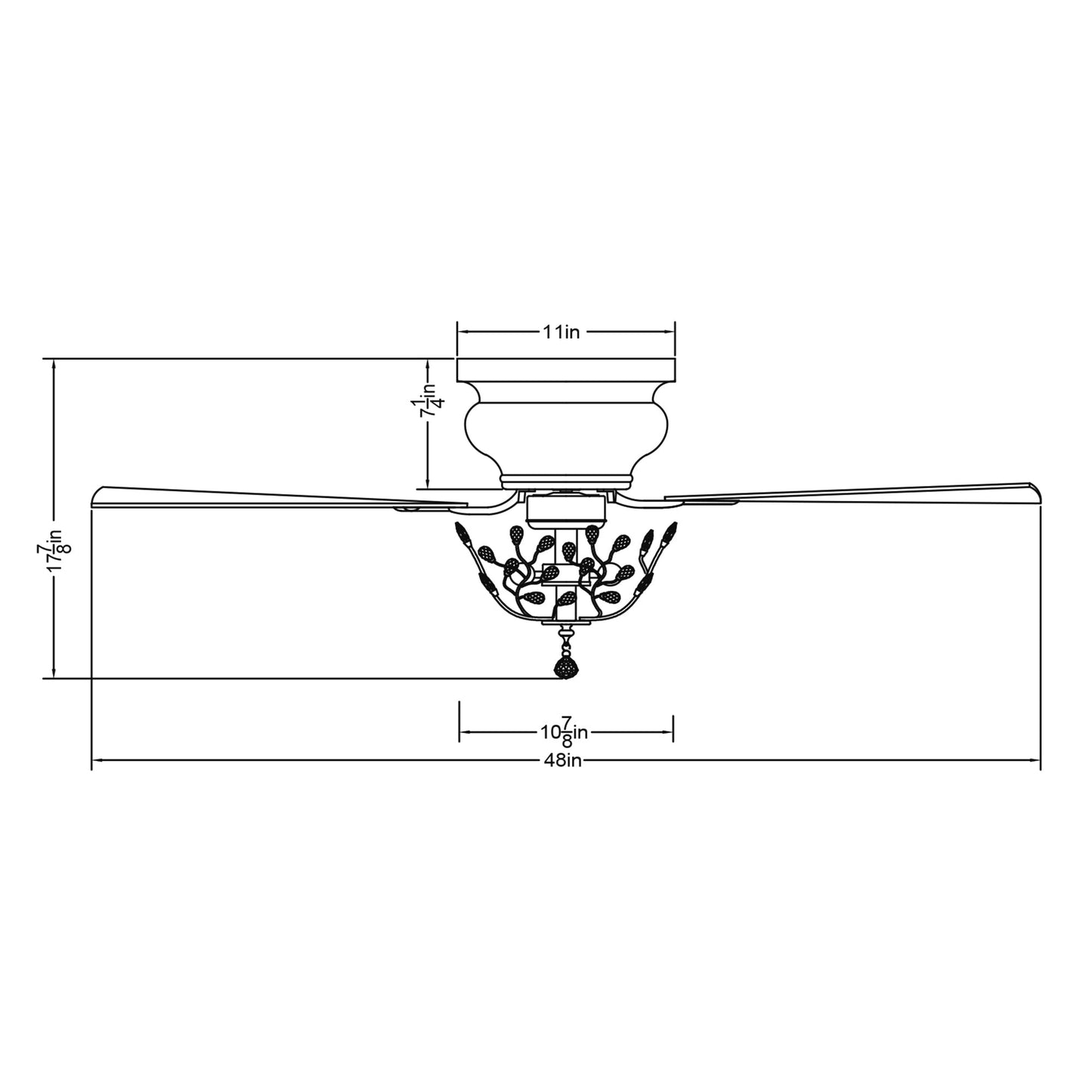Ventilateur de plafond moderne à 5 pales réversibles de 48 pouces, avec fixation au plafond, en cristal et télécommande.