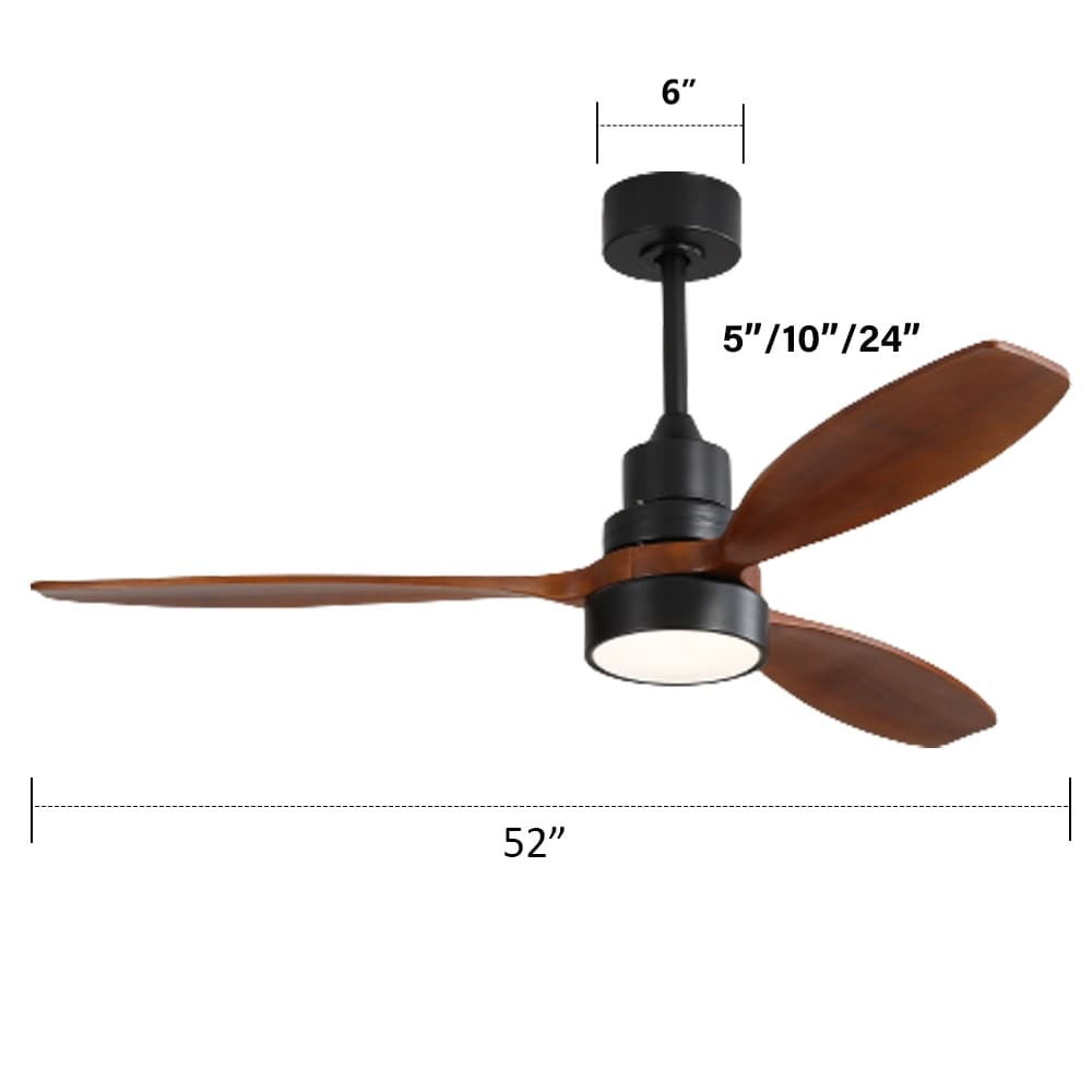 Ventilateur de plafond à LED intégré de 48 et 52 pouces avec éclairage et télécommande, moteur à courant continu réversible.
