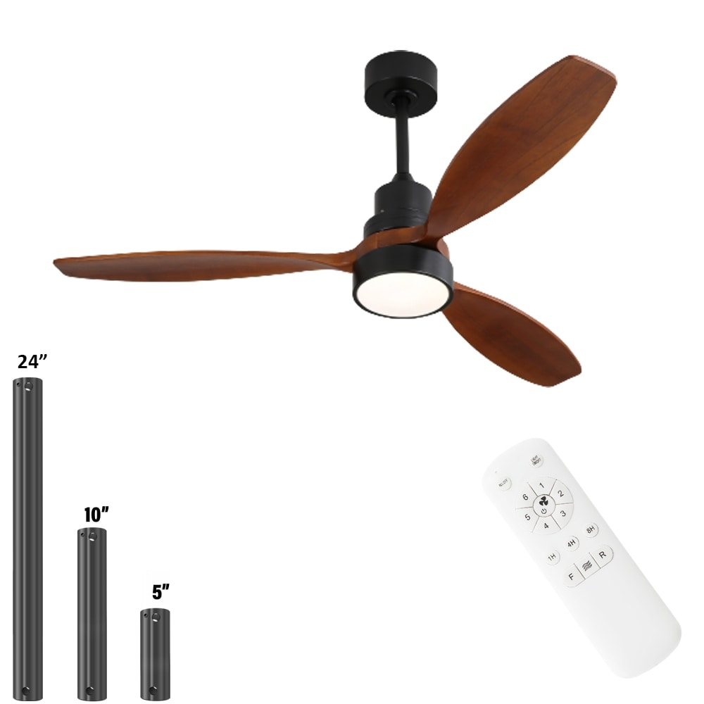 Ventilateur de plafond à LED intégré de 48 et 52 pouces avec éclairage et télécommande, moteur à courant continu réversible.