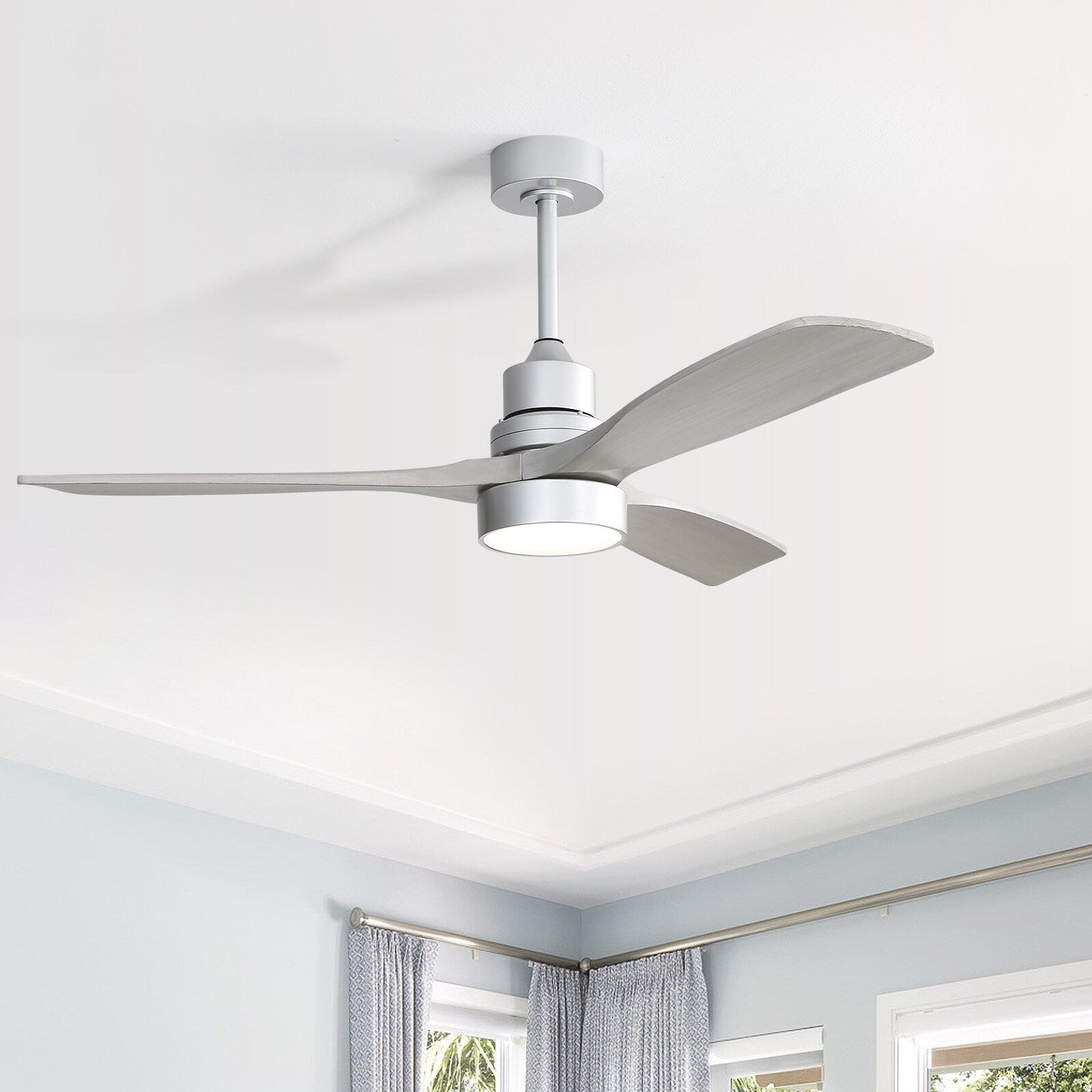 Ventilateur de plafond à LED intégré de 48 et 52 pouces avec éclairage et télécommande, moteur à courant continu réversible.