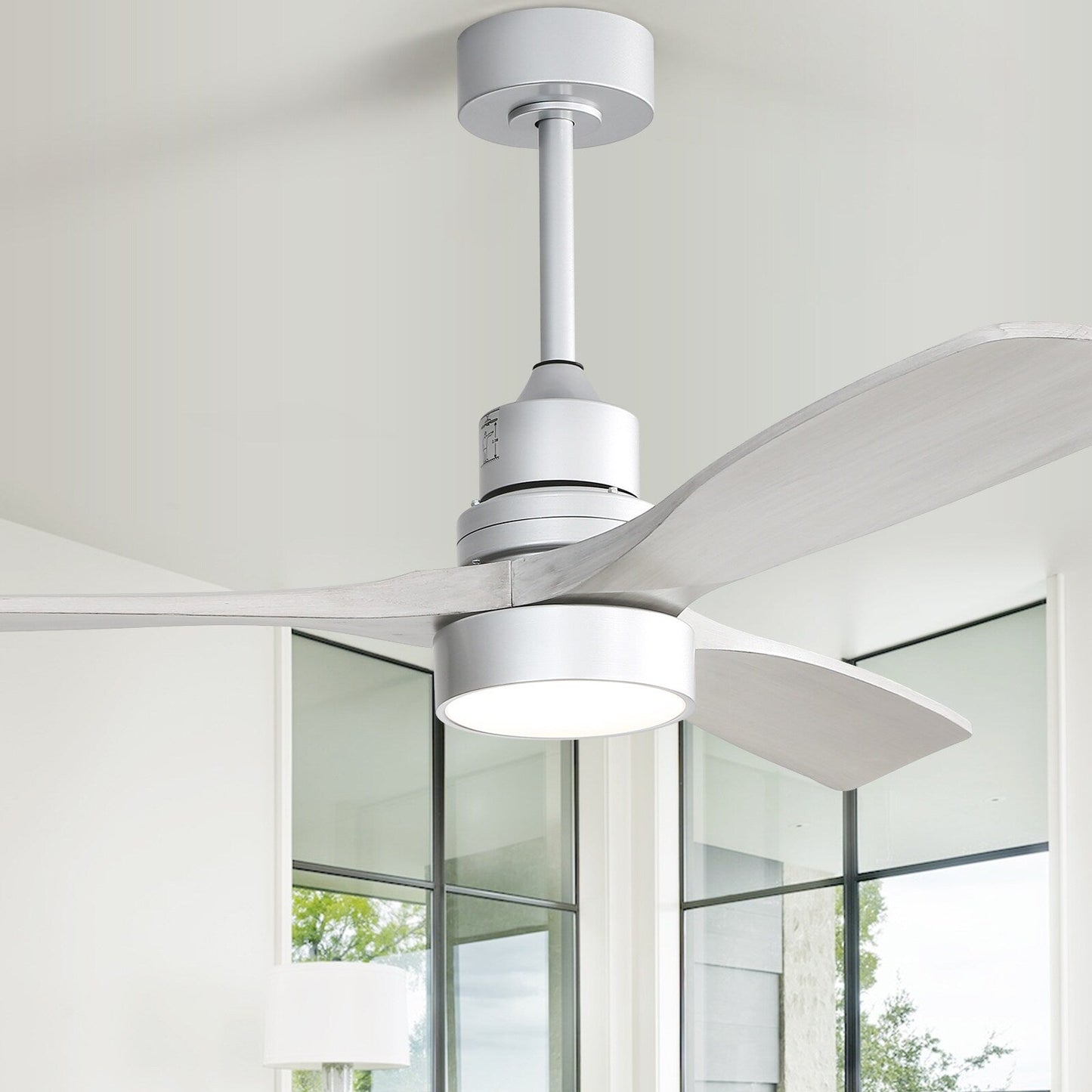 Ventilateur de plafond à LED intégré de 48 et 52 pouces avec éclairage et télécommande, moteur à courant continu réversible.