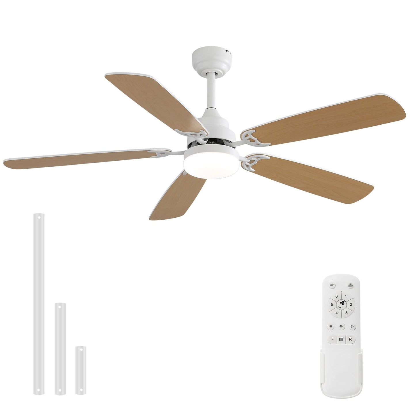 Ventilateur de plafond à LED intégré de 48 et 52 pouces avec éclairage et télécommande, moteur à courant continu réversible.