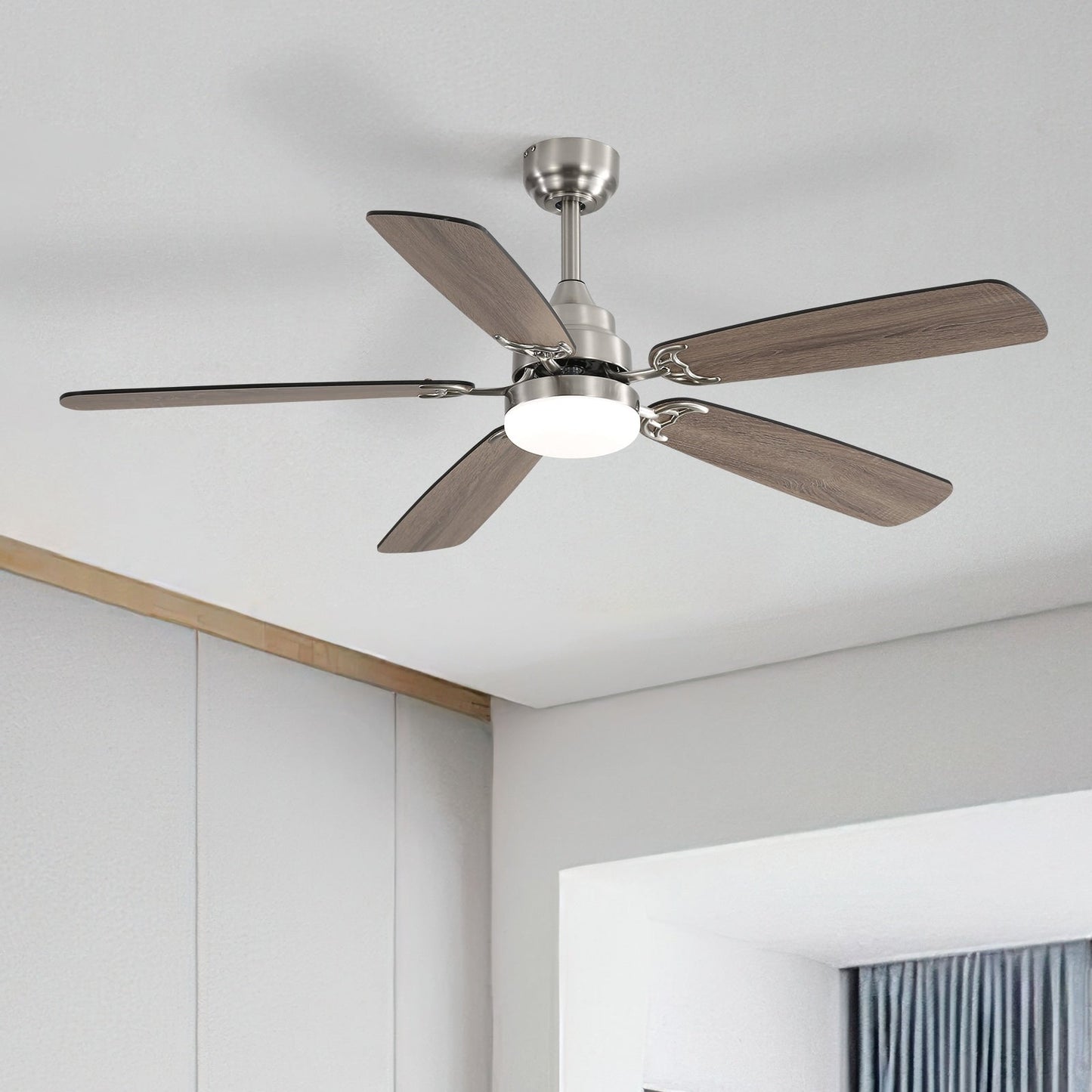 Ventilateur de plafond à LED intégré de 48 et 52 pouces avec éclairage et télécommande, moteur à courant continu réversible.