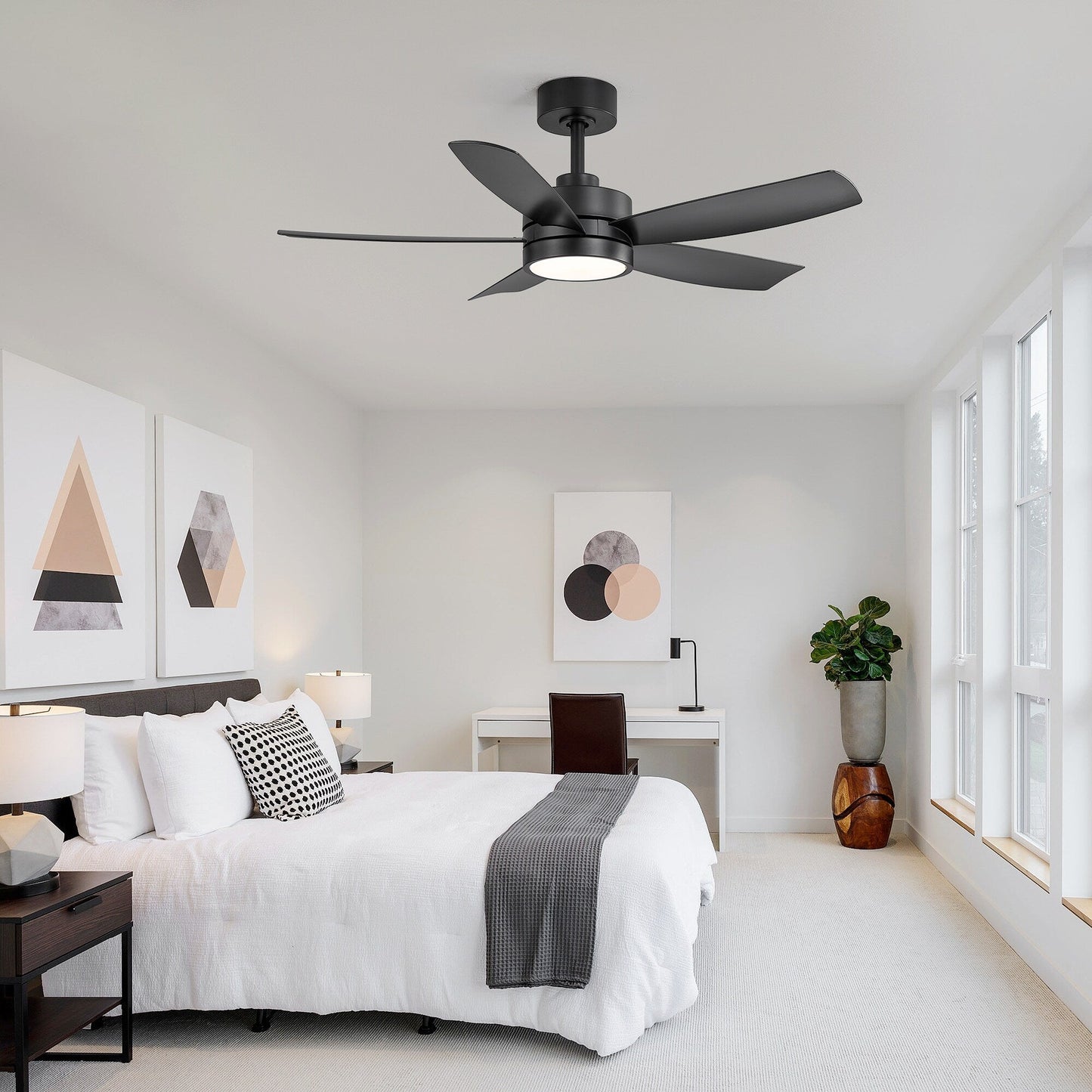 Ventilateur de plafond Breezary à 5 pales LED 65/52/42 avec kit d'éclairage et télécommande