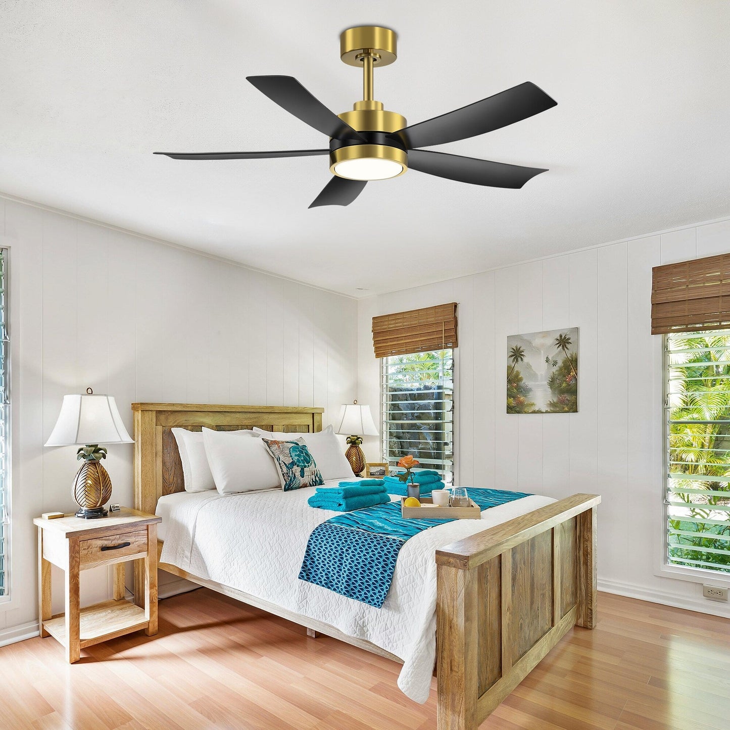 Ventilateur de plafond Breezary à 5 pales LED 65/52/42 avec kit d'éclairage et télécommande