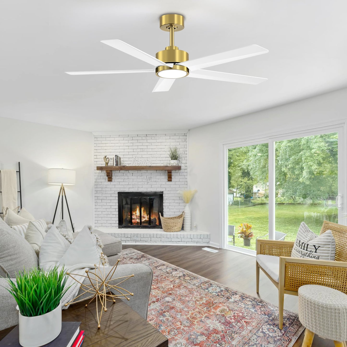 Ventilateur de plafond Breezary à 5 pales LED 65/52/42 avec kit d'éclairage et télécommande