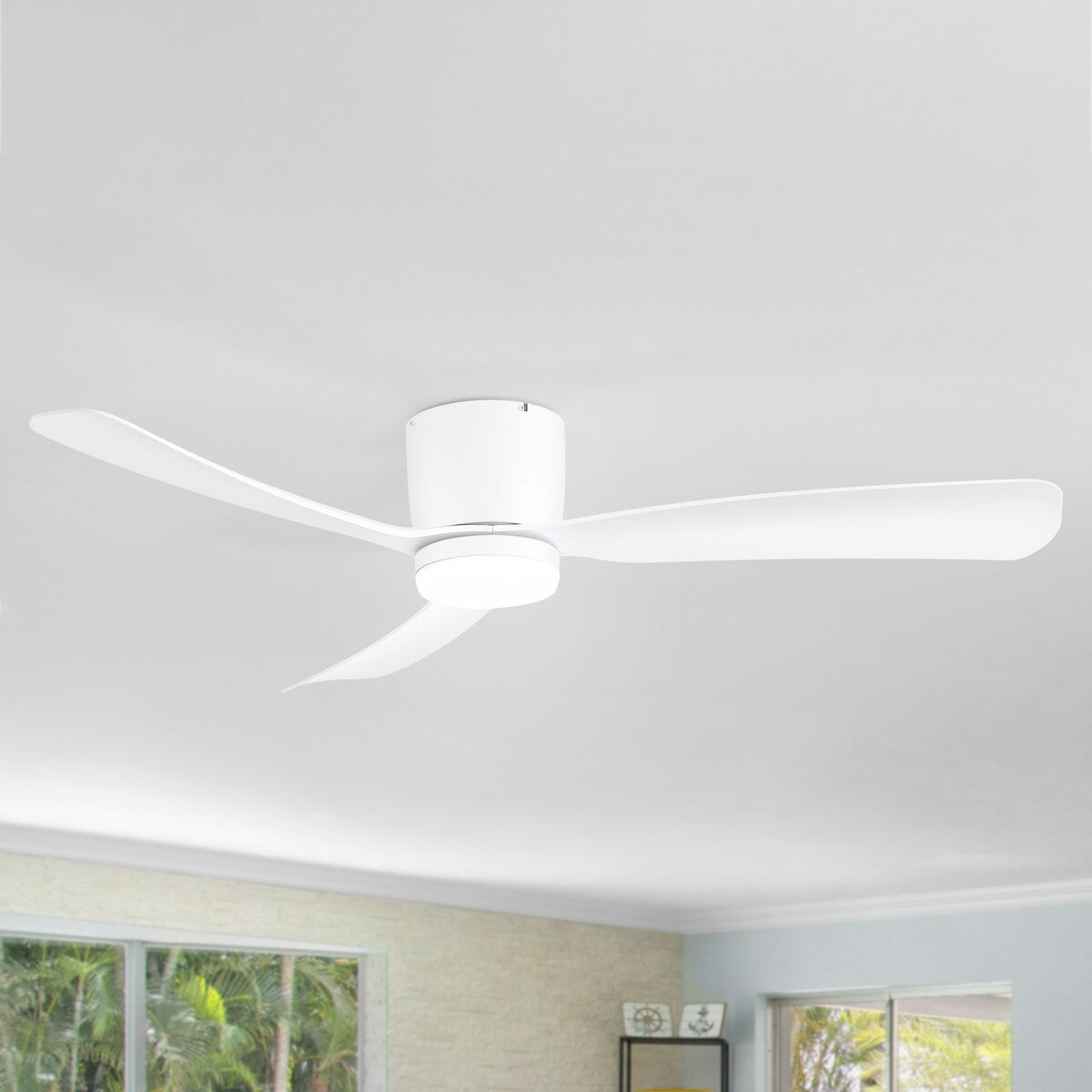 Ventilateur de plafond LED à montage encastré de 52 pouces noir/blanc avec télécommande (3 pales)