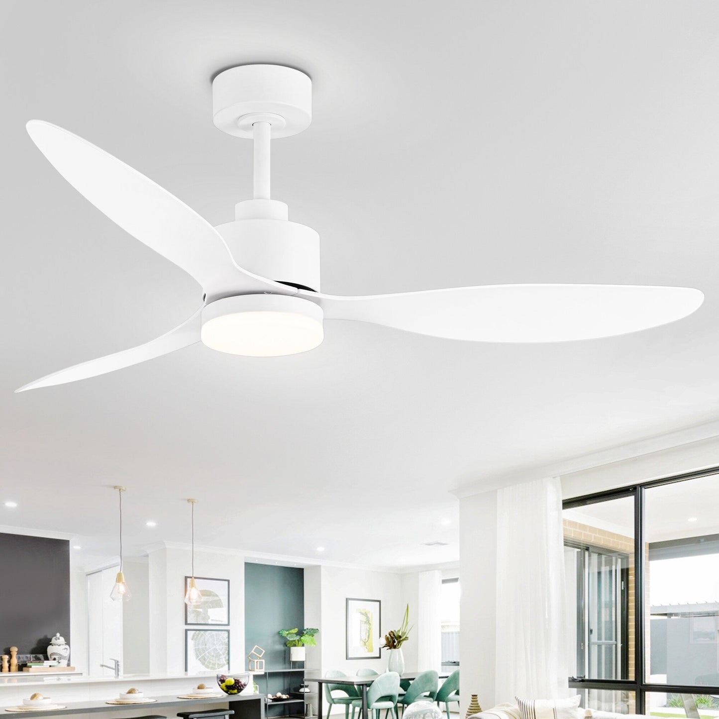 Ventilateur de plafond LED 52 pouces avec éclairage et télécommande (3 pales)