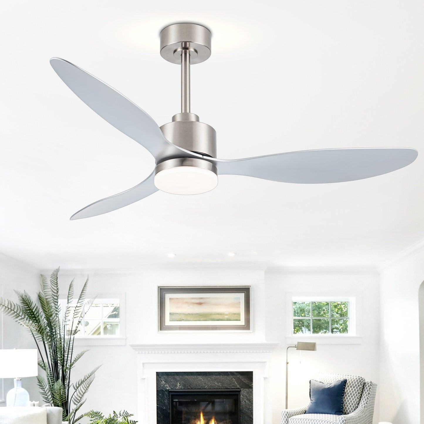 Ventilateur de plafond LED 52 pouces avec éclairage et télécommande (3 pales)