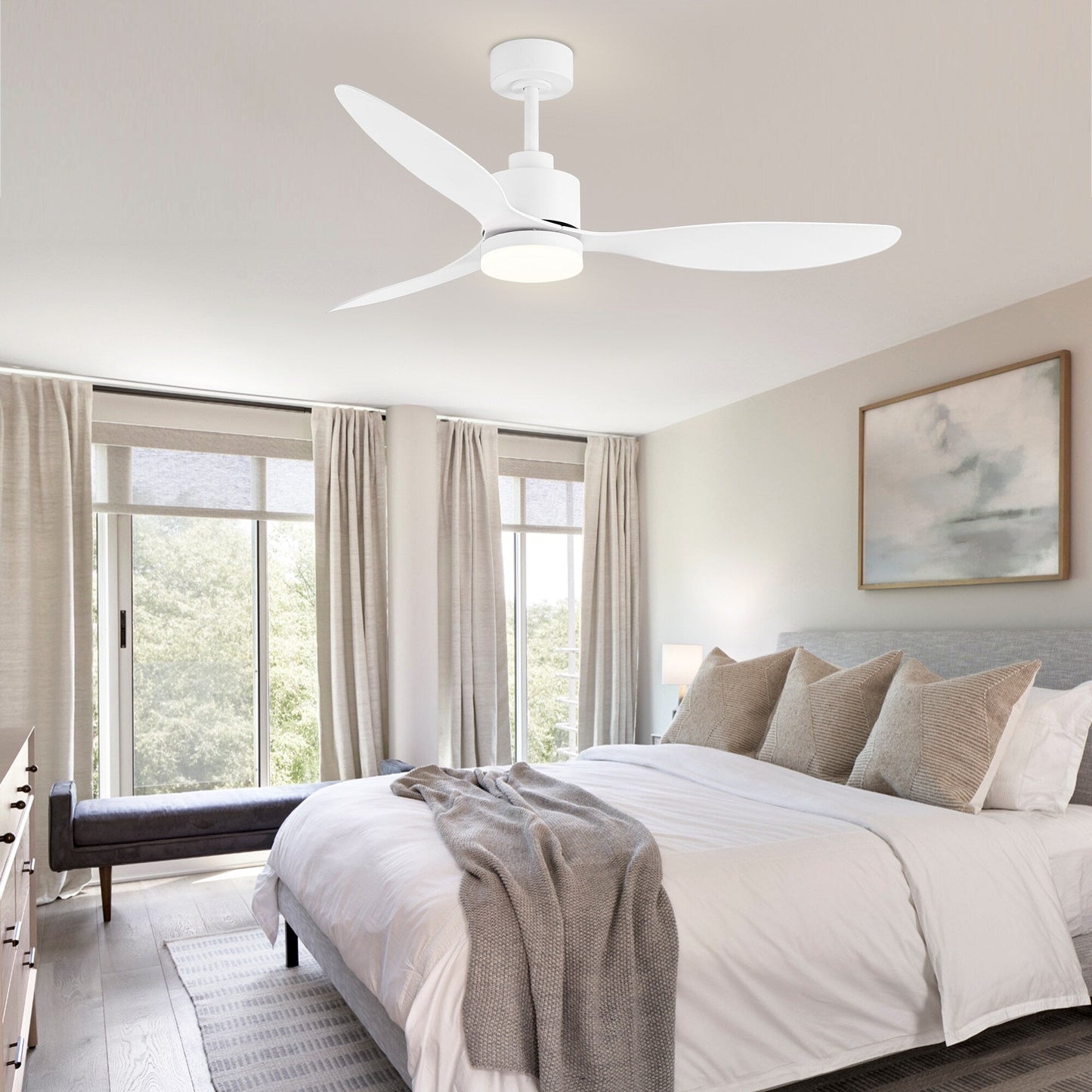 Ventilateur de plafond LED 52 pouces avec éclairage et télécommande (3 pales)