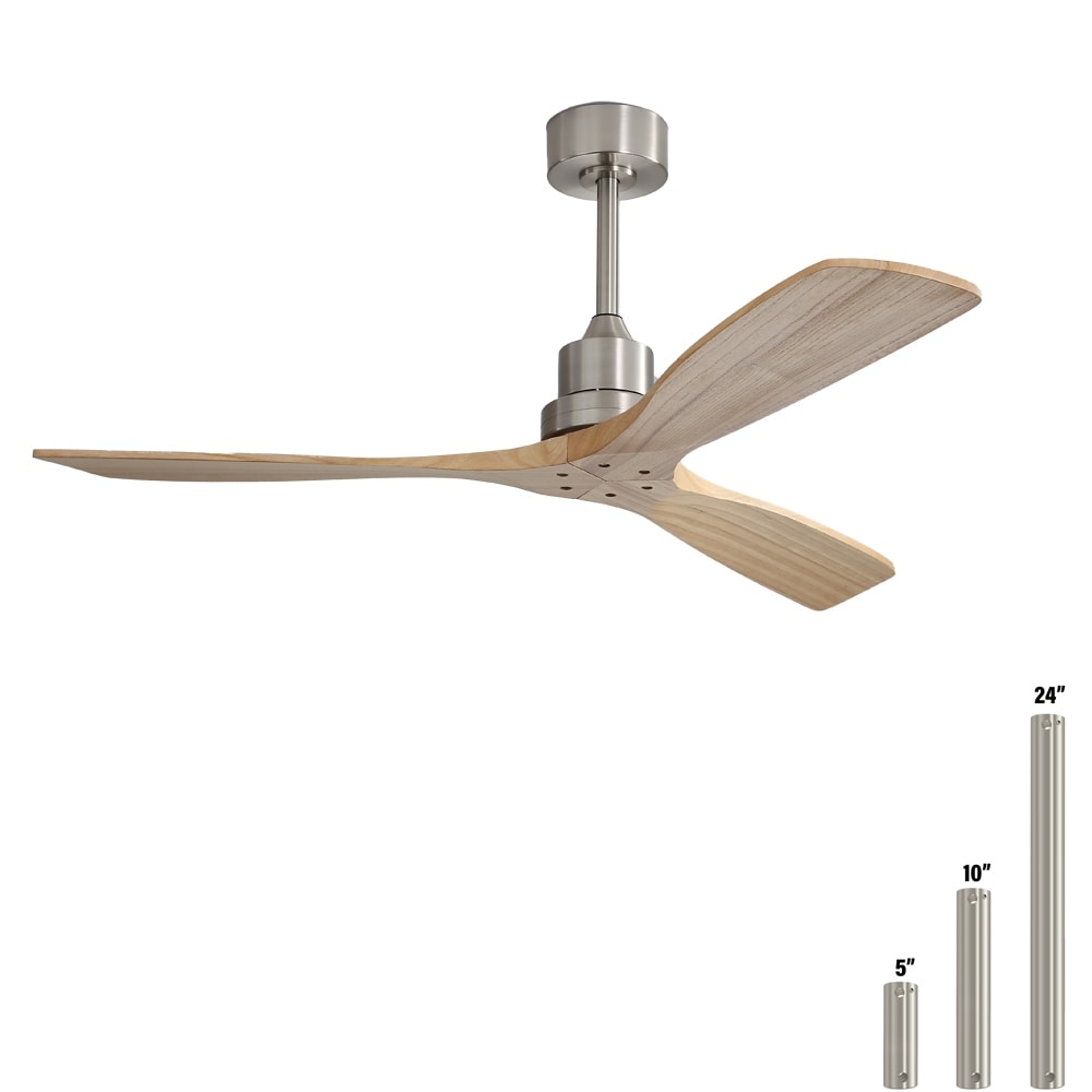 Ventilateur de plafond moderne de 52 pouces en bois massif/ABS avec télécommande (sans éclairage), 6 vitesses de vent, flux d'air réversible.