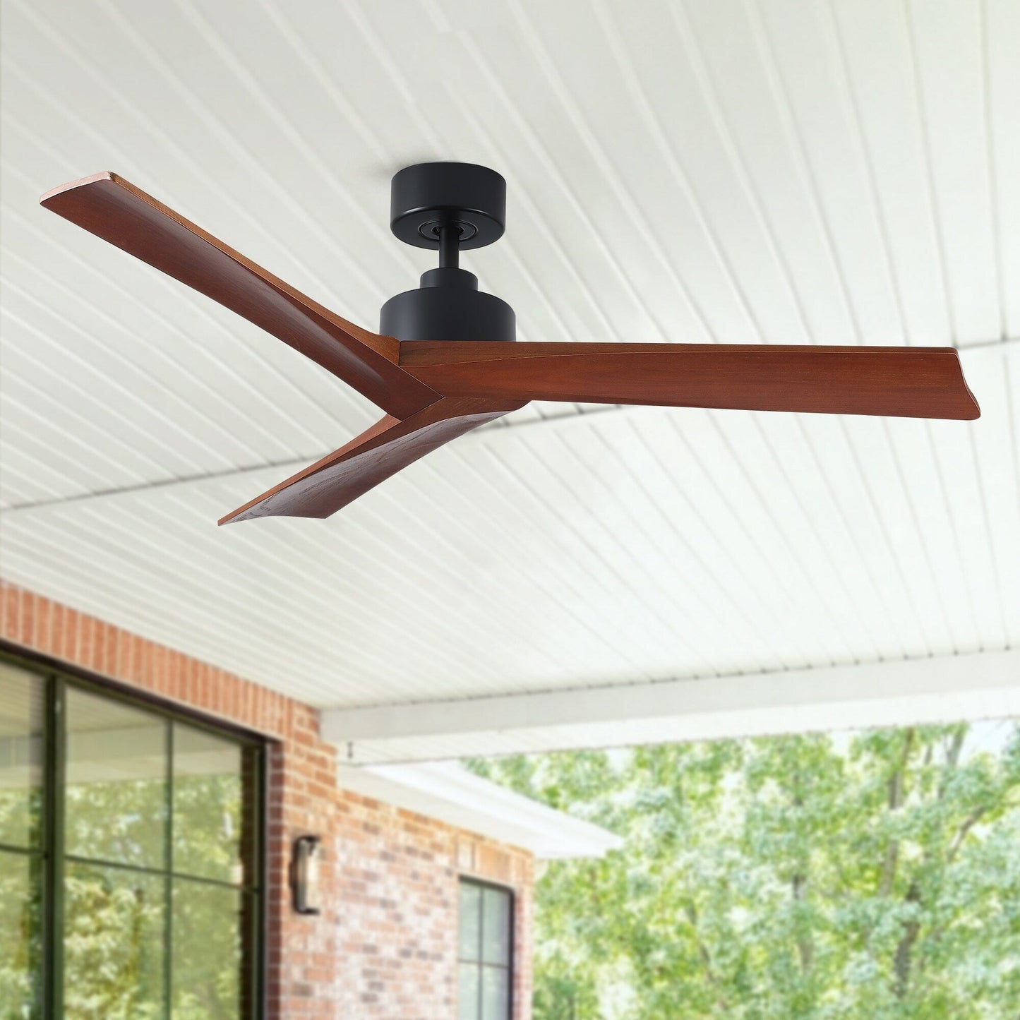 Ventilateur de plafond moderne de 52 pouces en bois massif/ABS avec télécommande (sans éclairage), 6 vitesses de vent, flux d'air réversible.