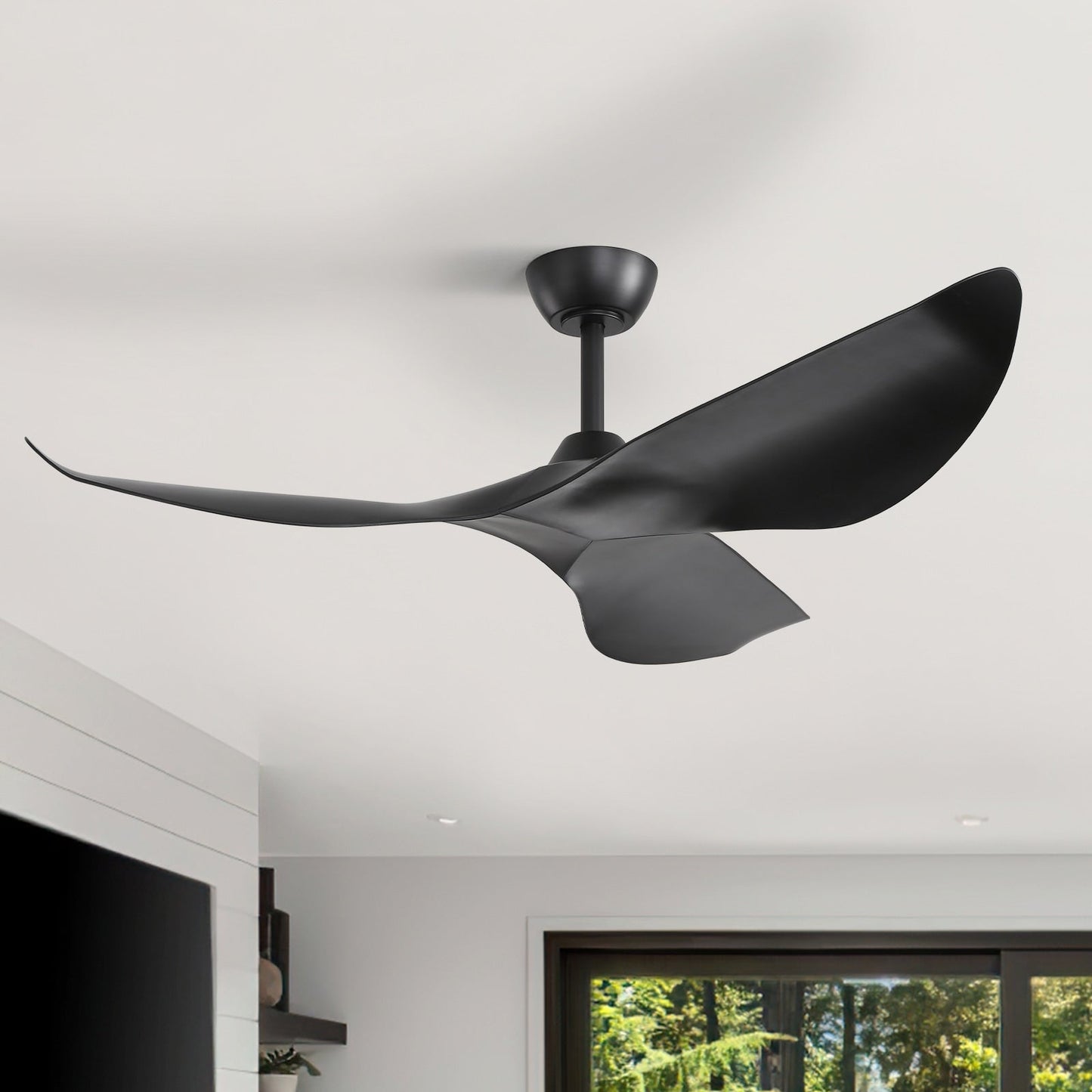 Ventilateur de plafond moderne de 52 pouces en bois massif/ABS avec télécommande (sans éclairage), 6 vitesses de vent, flux d'air réversible.