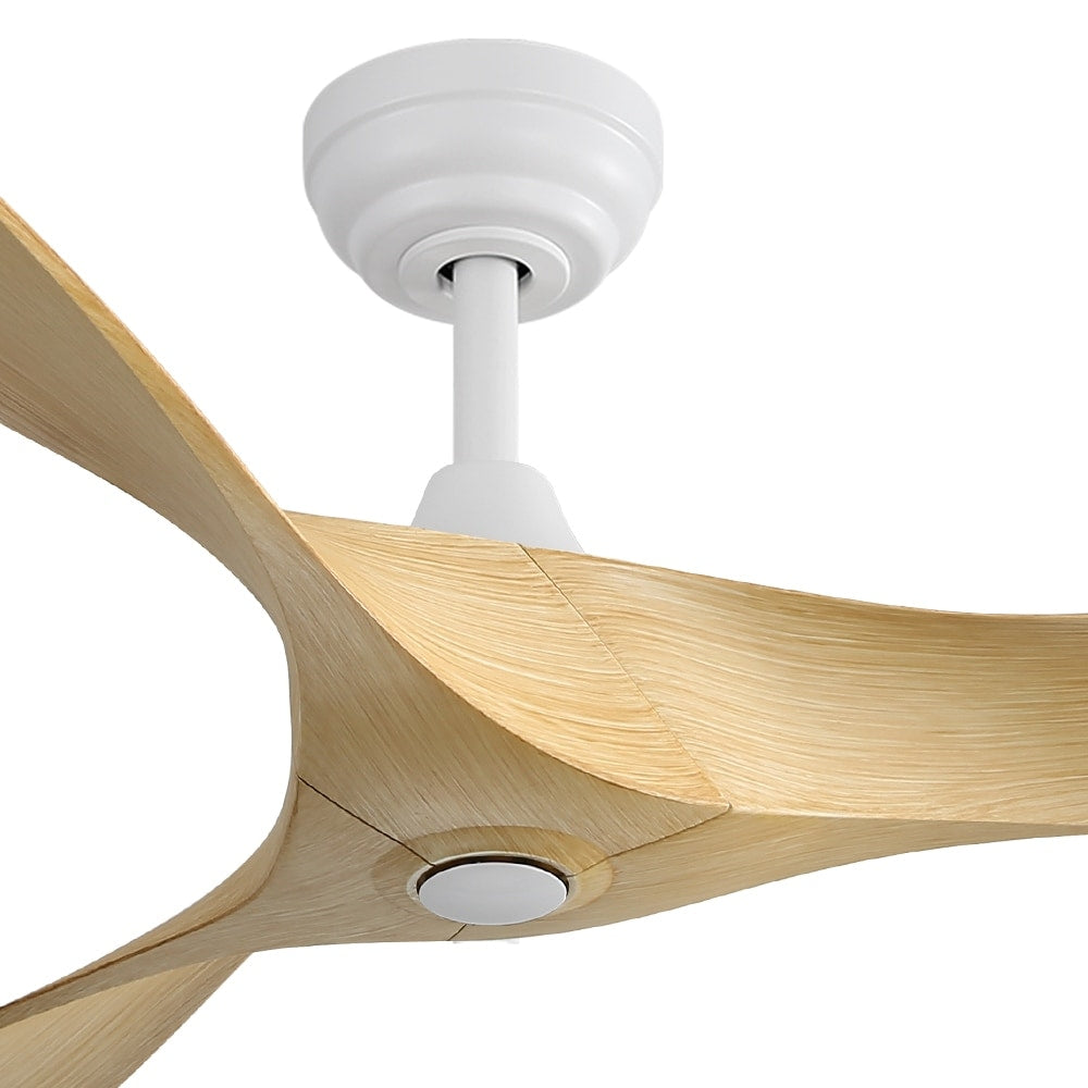 Ventilateur de plafond moderne de 52 pouces en bois massif/ABS avec télécommande (sans éclairage), 6 vitesses de vent, flux d'air réversible.