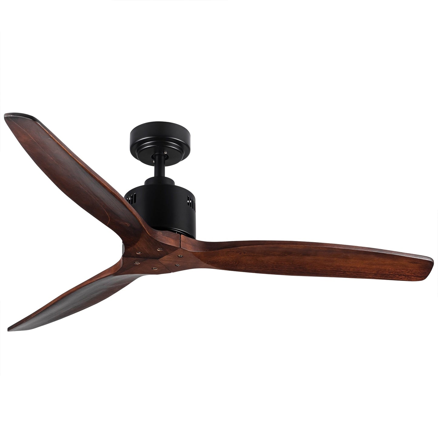 Ventilateur de plafond moderne de 52 pouces en bois massif/ABS avec télécommande (sans éclairage), 6 vitesses de vent, flux d'air réversible.
