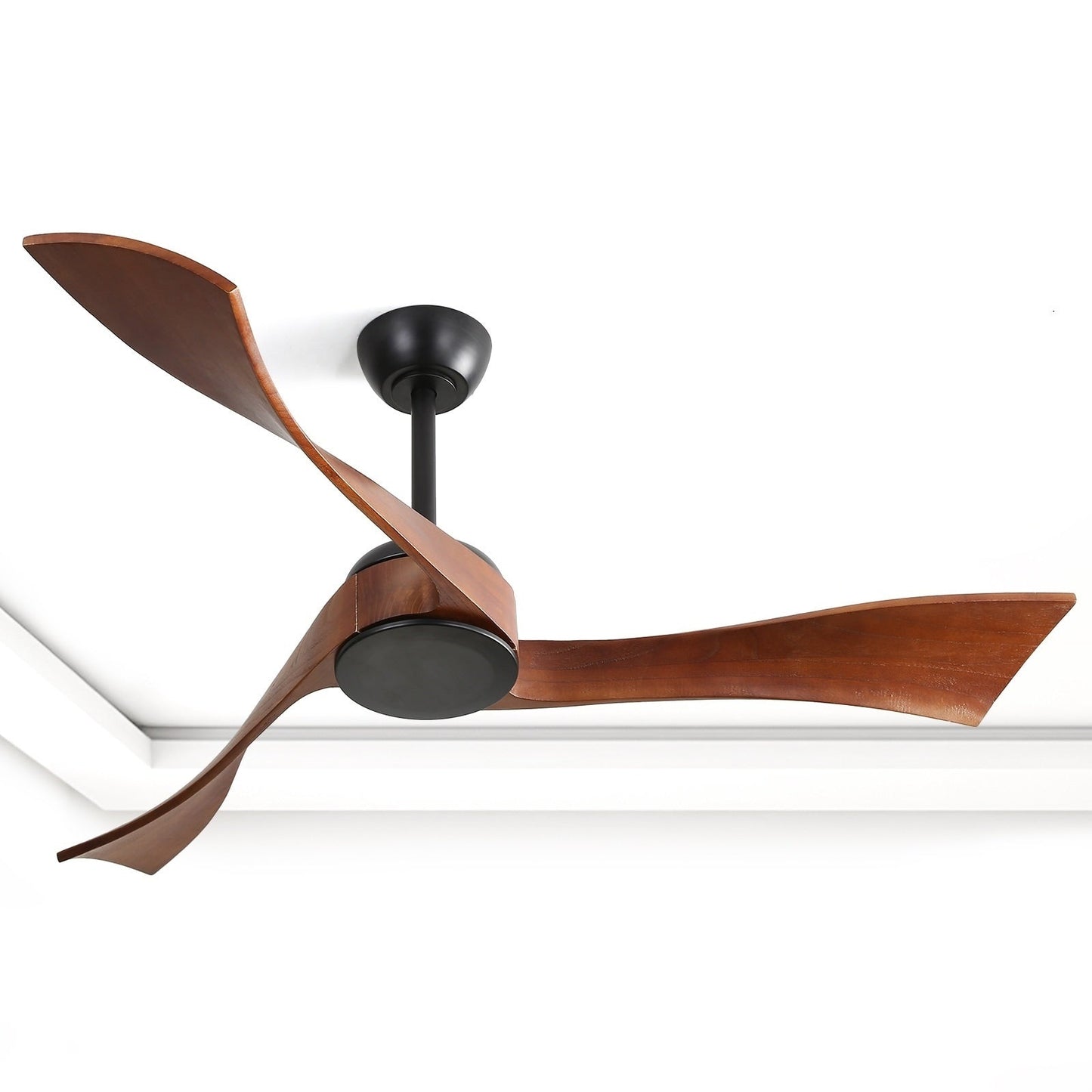 Ventilateur de plafond moderne de 52 pouces en bois massif/ABS avec télécommande (sans éclairage), 6 vitesses de vent, flux d'air réversible.