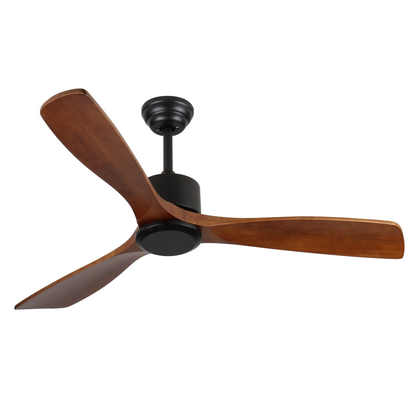 Ventilateur de plafond moderne de 52 pouces en bois massif/ABS avec télécommande (sans éclairage), 6 vitesses de vent, flux d'air réversible.