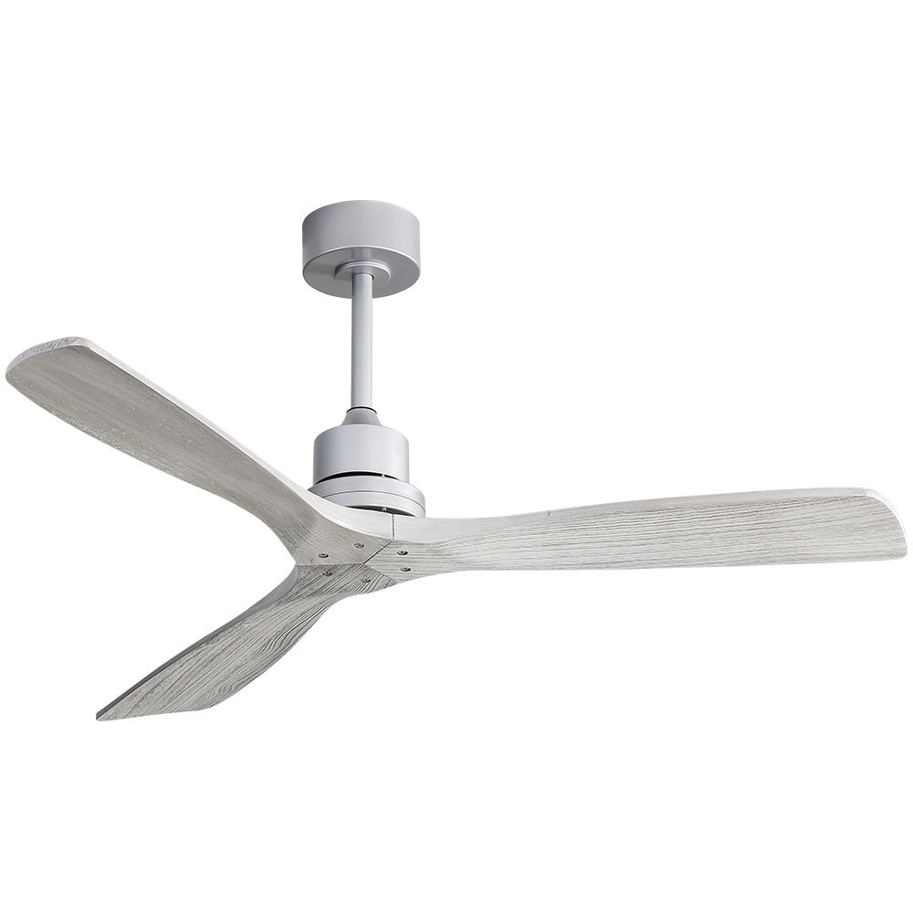 Ventilateur de plafond moderne de 52 pouces en bois massif/ABS avec télécommande (sans éclairage), 6 vitesses de vent, flux d'air réversible.