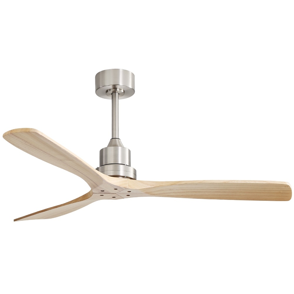 Ventilateur de plafond moderne de 52 pouces en bois massif/ABS avec télécommande (sans éclairage), 6 vitesses de vent, flux d'air réversible.