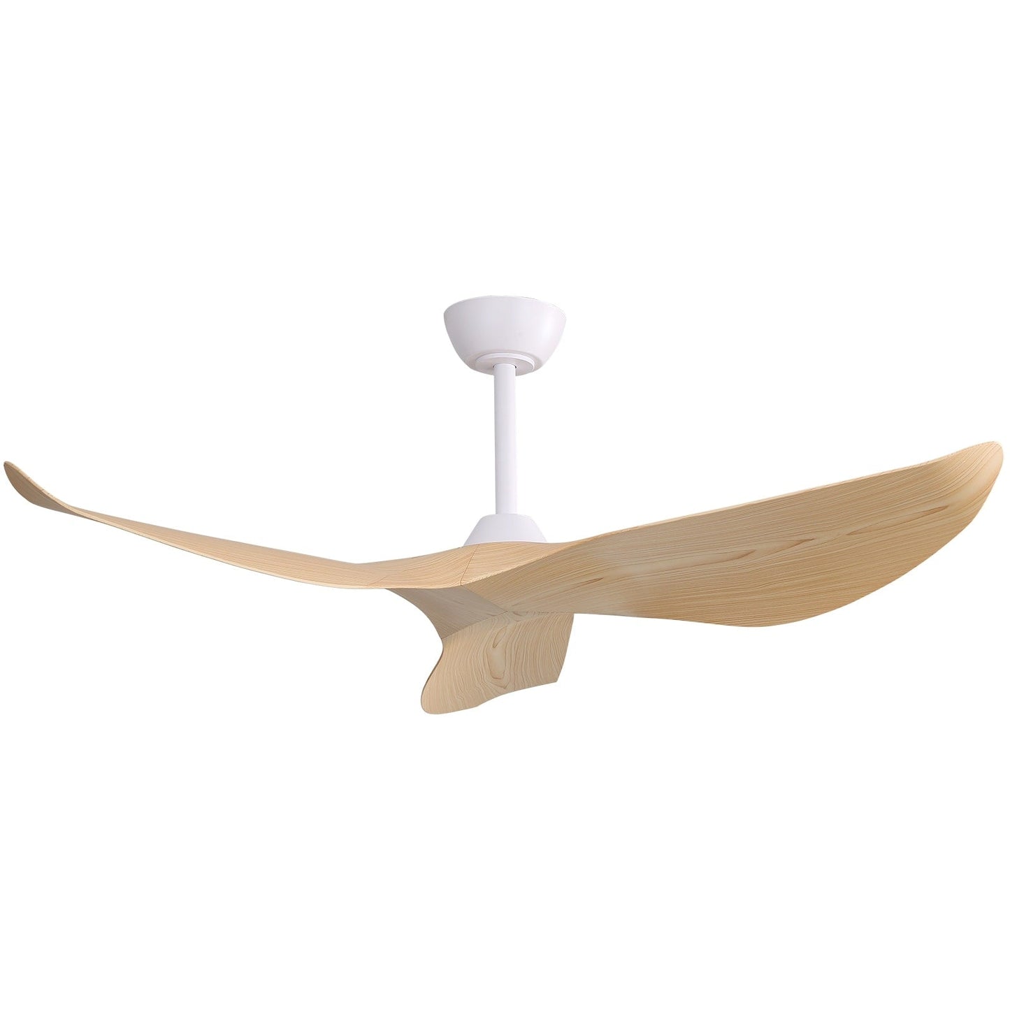 Ventilateur de plafond moderne de 52 pouces en bois massif/ABS avec télécommande (sans éclairage), 6 vitesses de vent, flux d'air réversible.