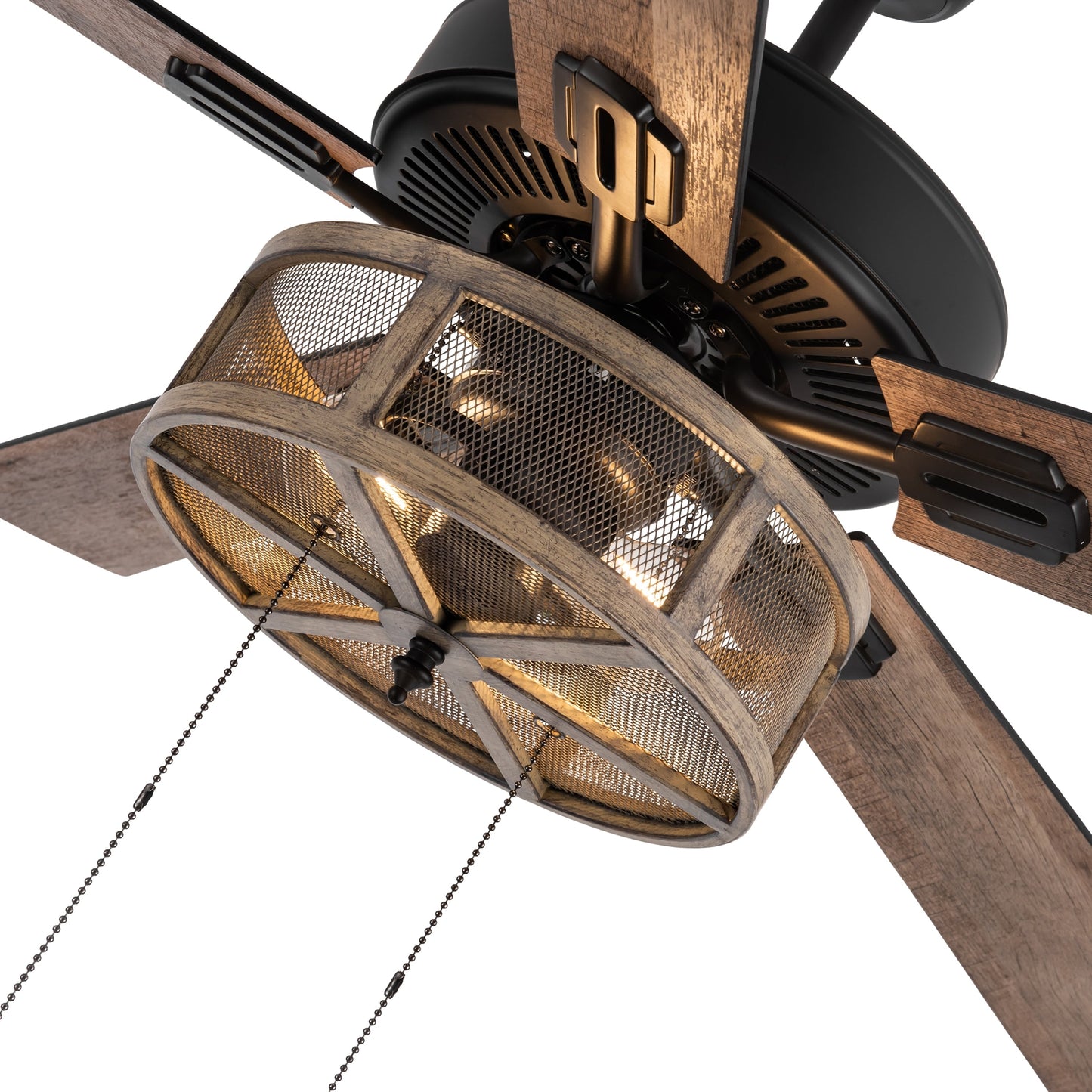 Ventilateur de plafond LED 52 pouces Carbon Loft en métal brossé, style farmhouse